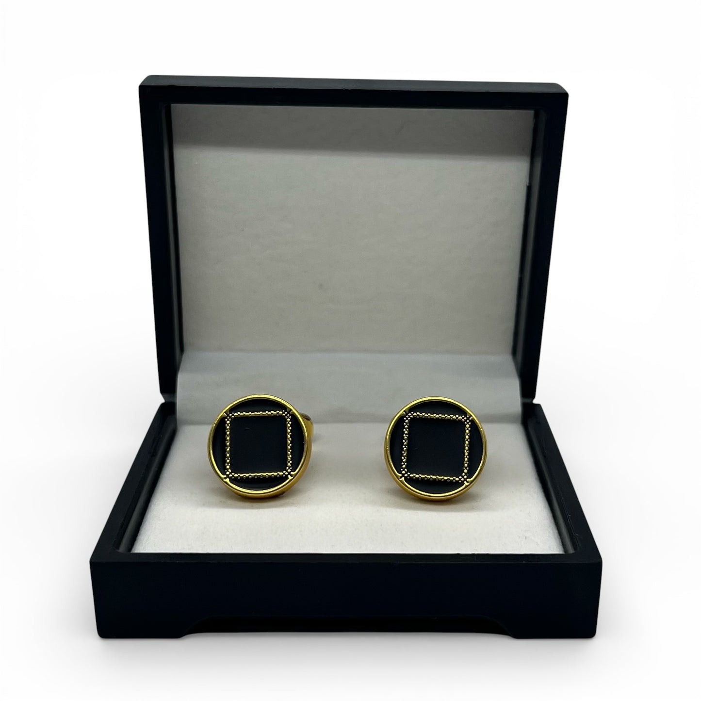 Echelon Black Matte Golden Cufflinks