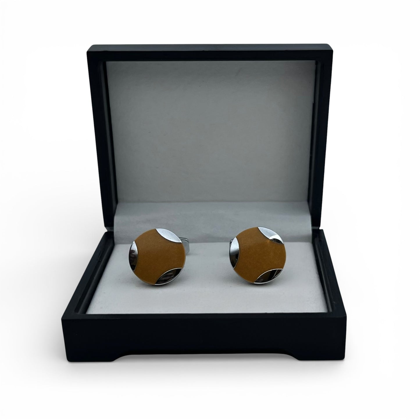 Brown Core Silver Cufflinks