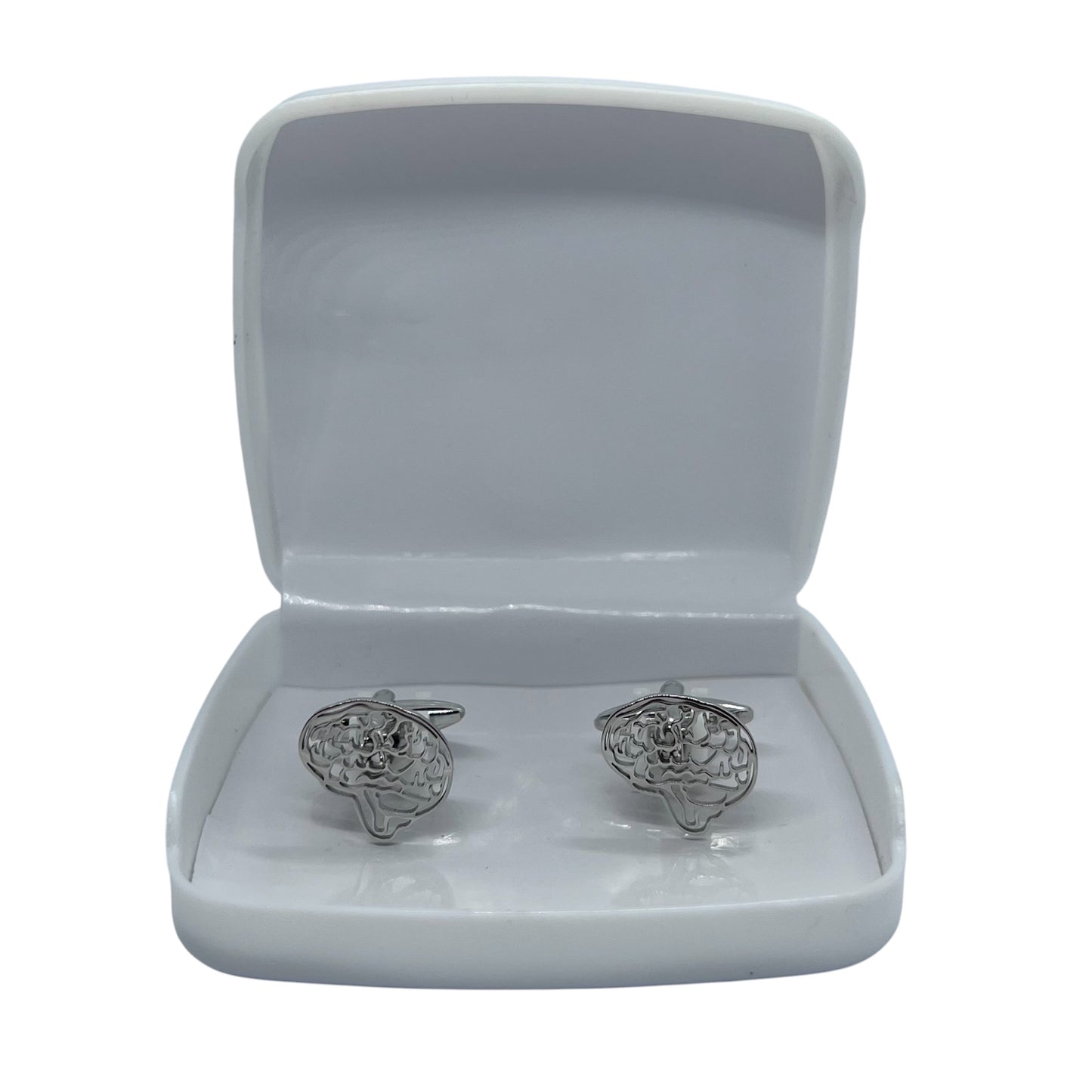 Brain Hollow Silver Cufflinks with Box