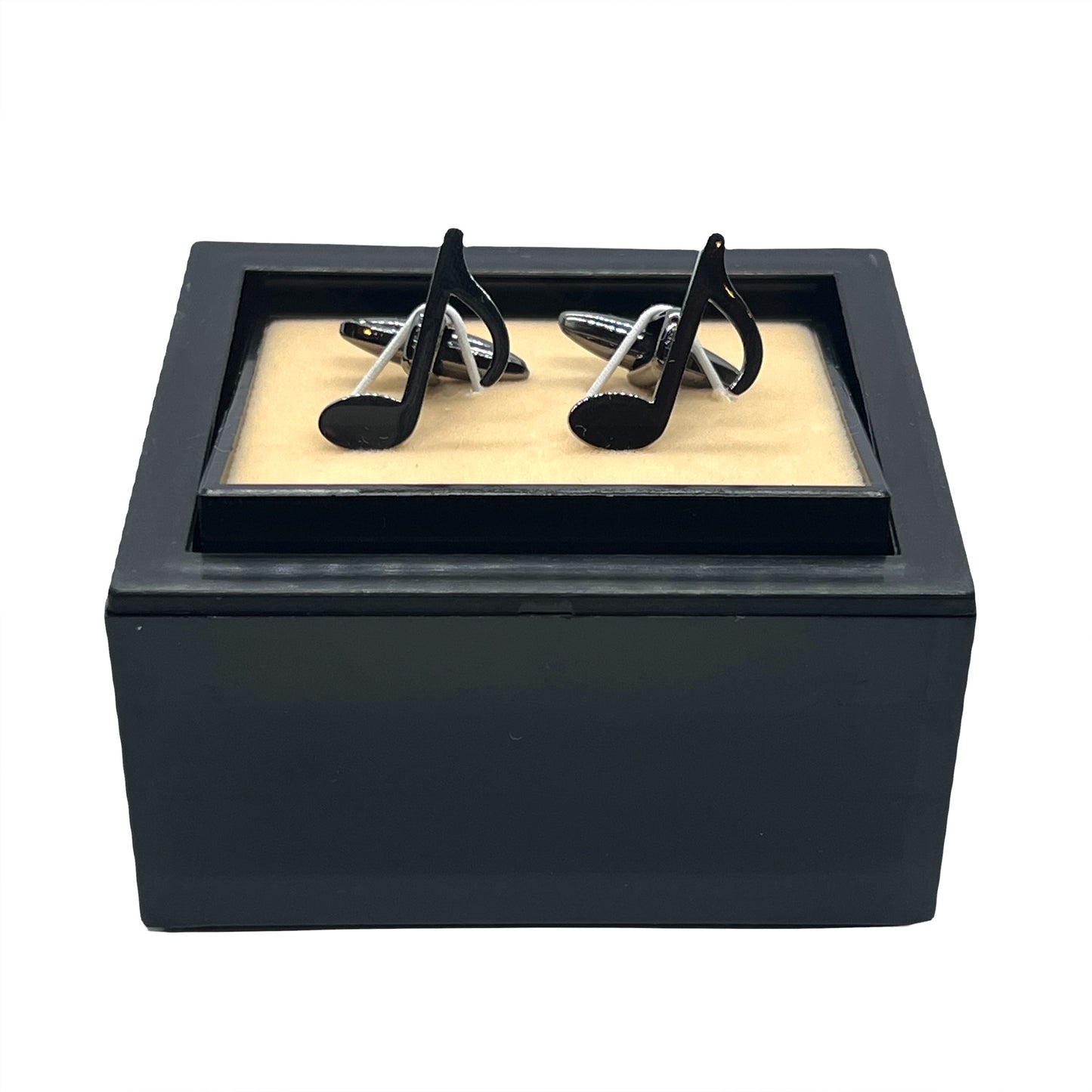 Quaver Eighth Musical Note Grey Metallic Cufflinks