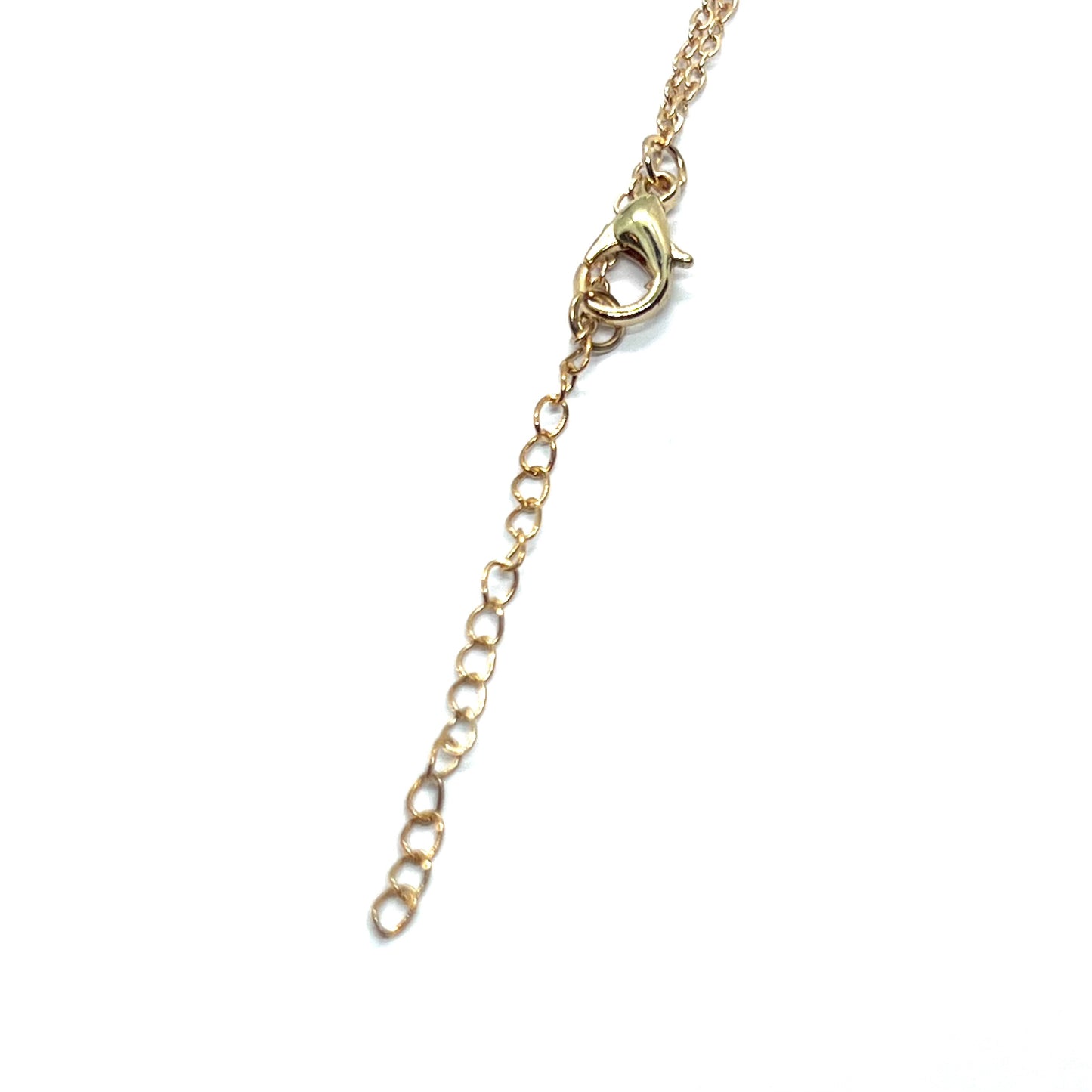 Double Heart Rhinestones Pendant Golden Necklace