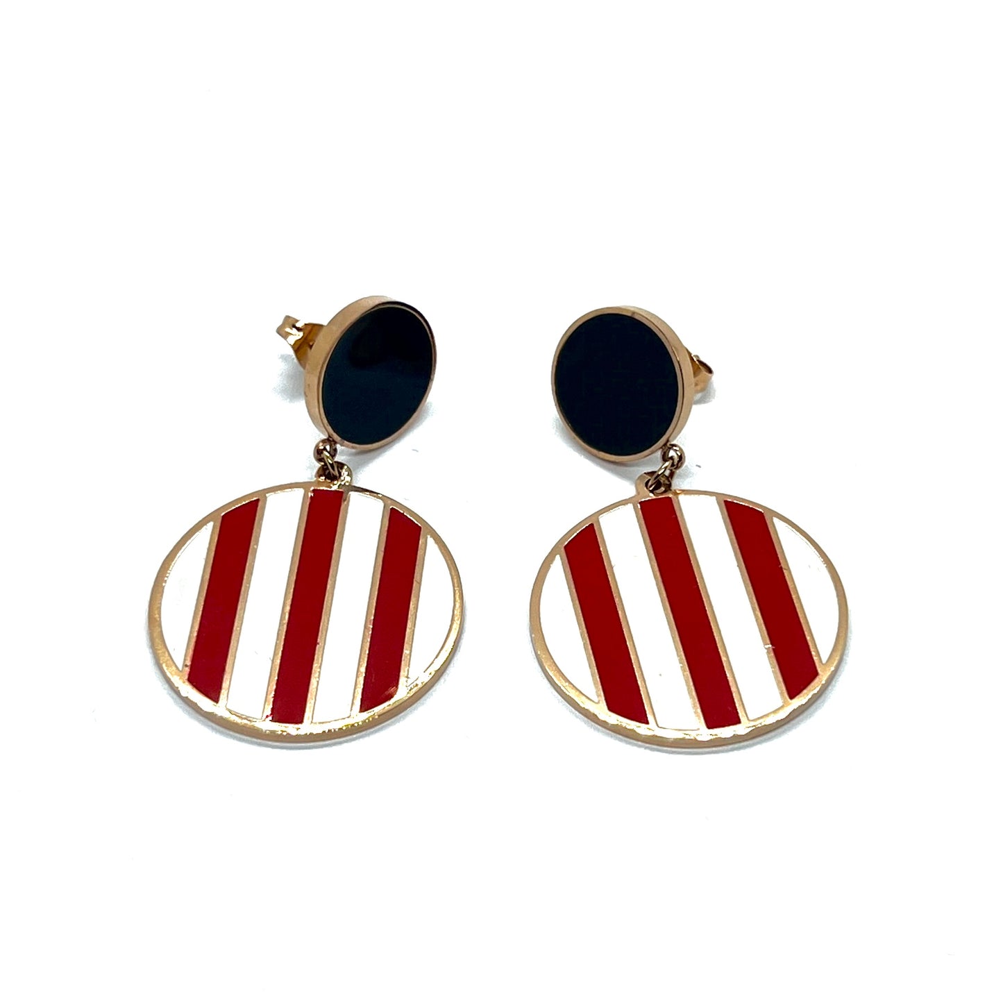 White Red Drop Studs Earrings