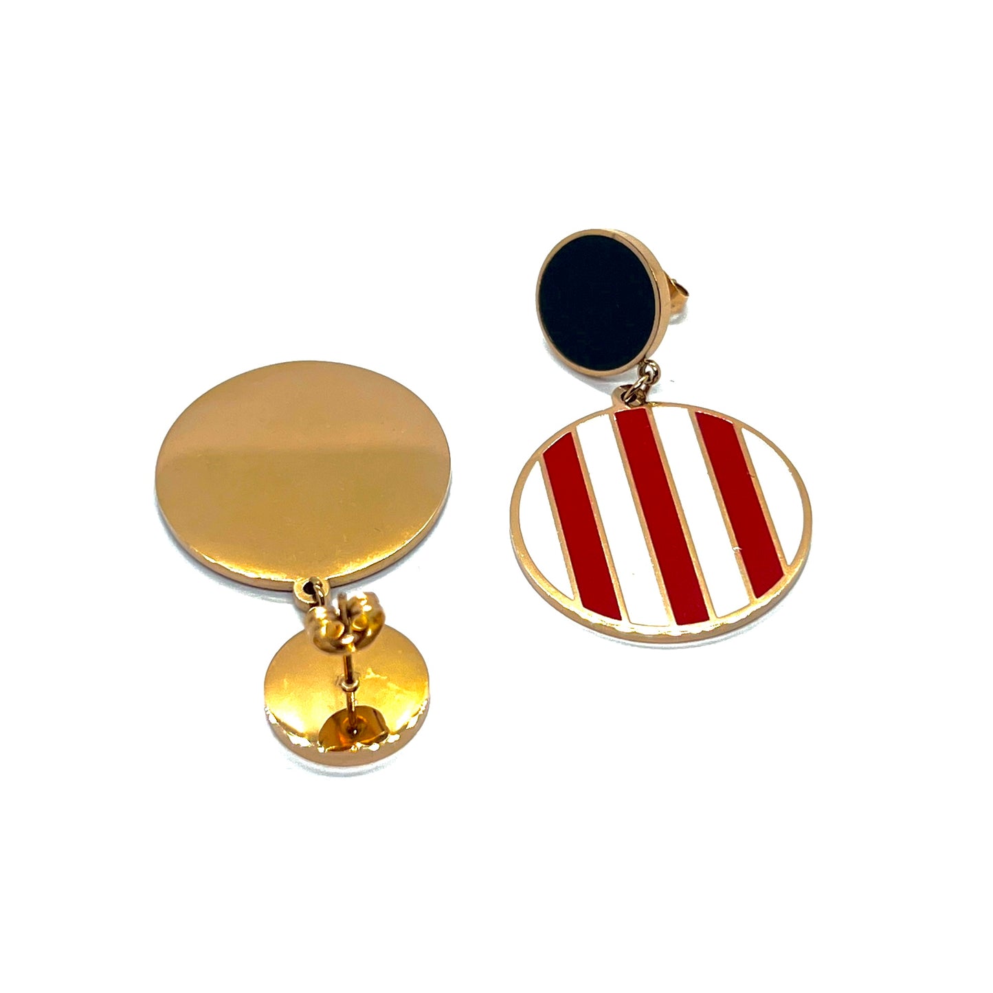 White Red Drop Studs Earrings
