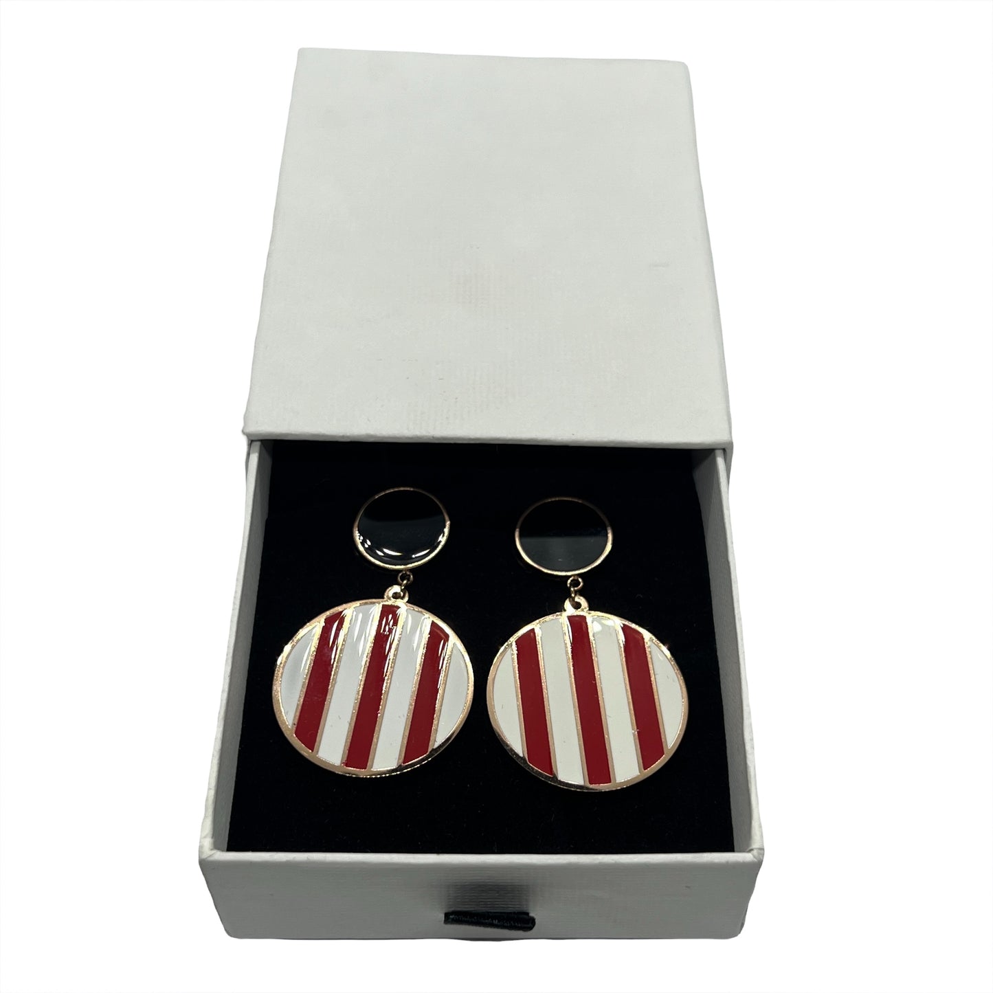 White Red Drop Studs Earrings