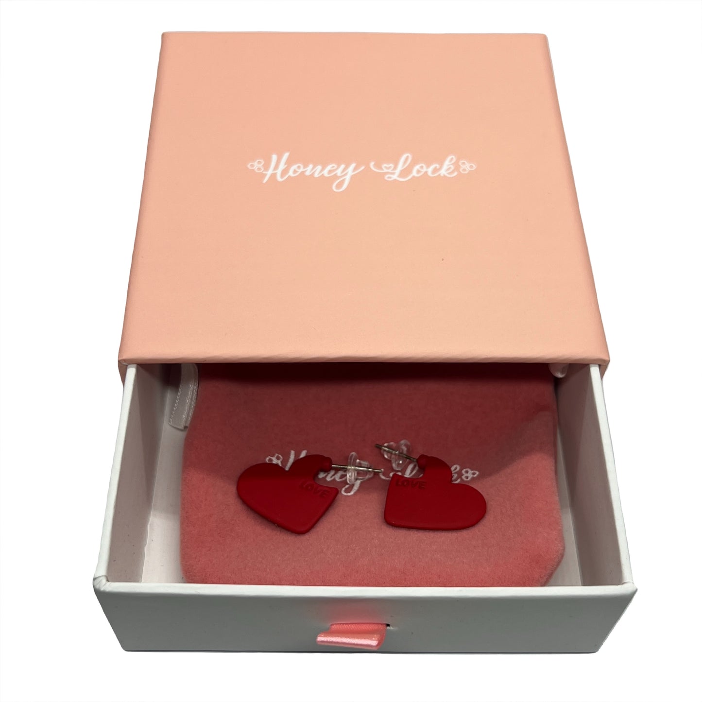 Red Heart Love Word Ear Studs Earrings