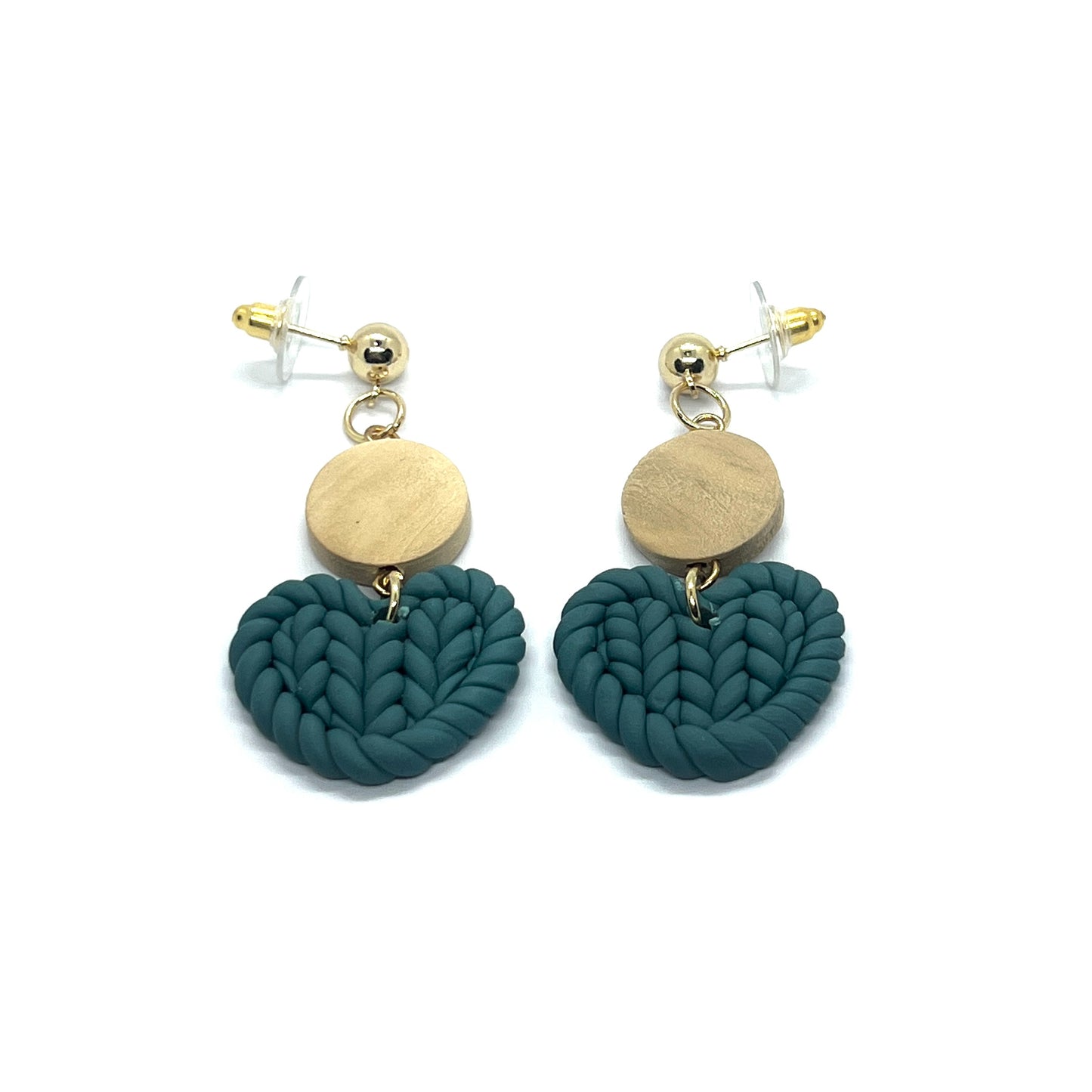 Dark Green Heart Acrylic Drop Earrings