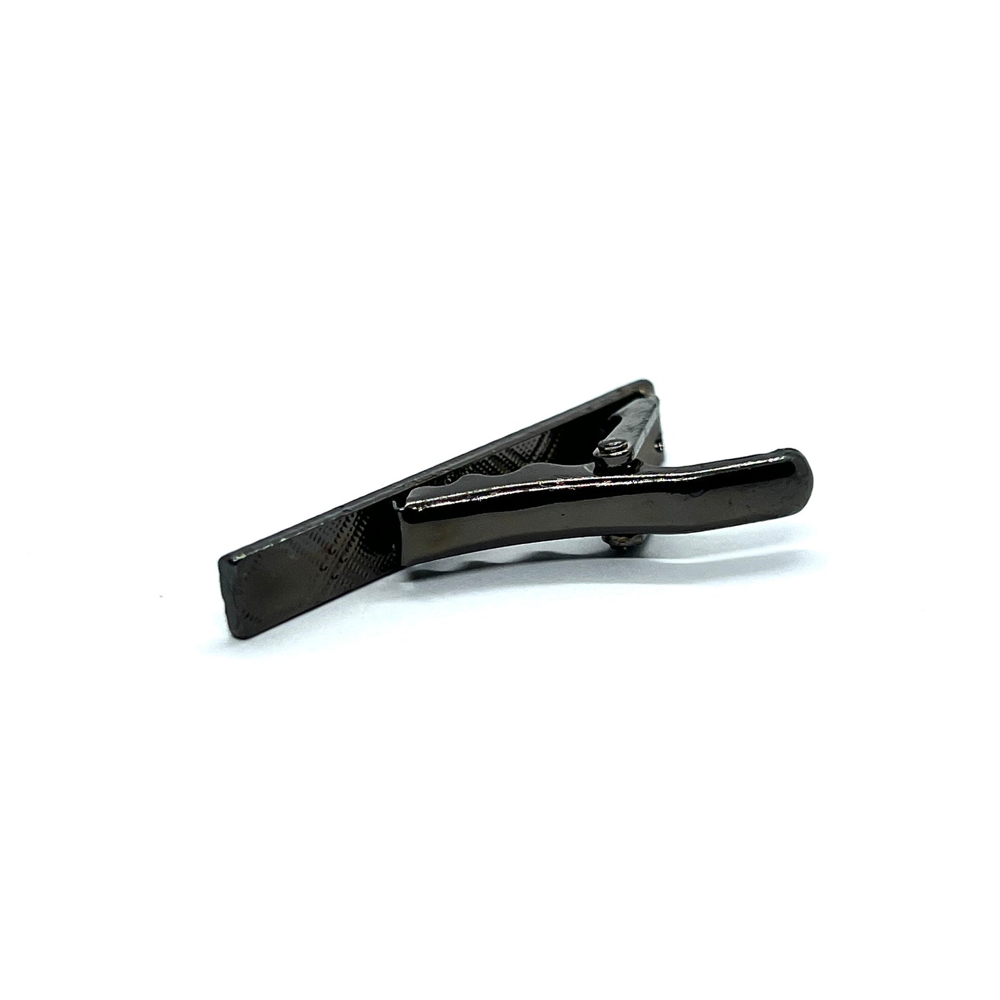 Half Textured Grey Metallic Tie Clip (1.5")