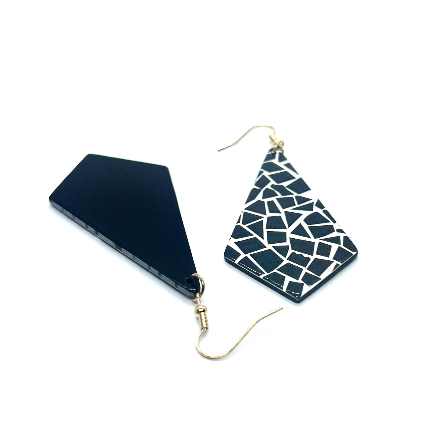 Patchwork Bear Acrylic Dark Green Drop Earrings