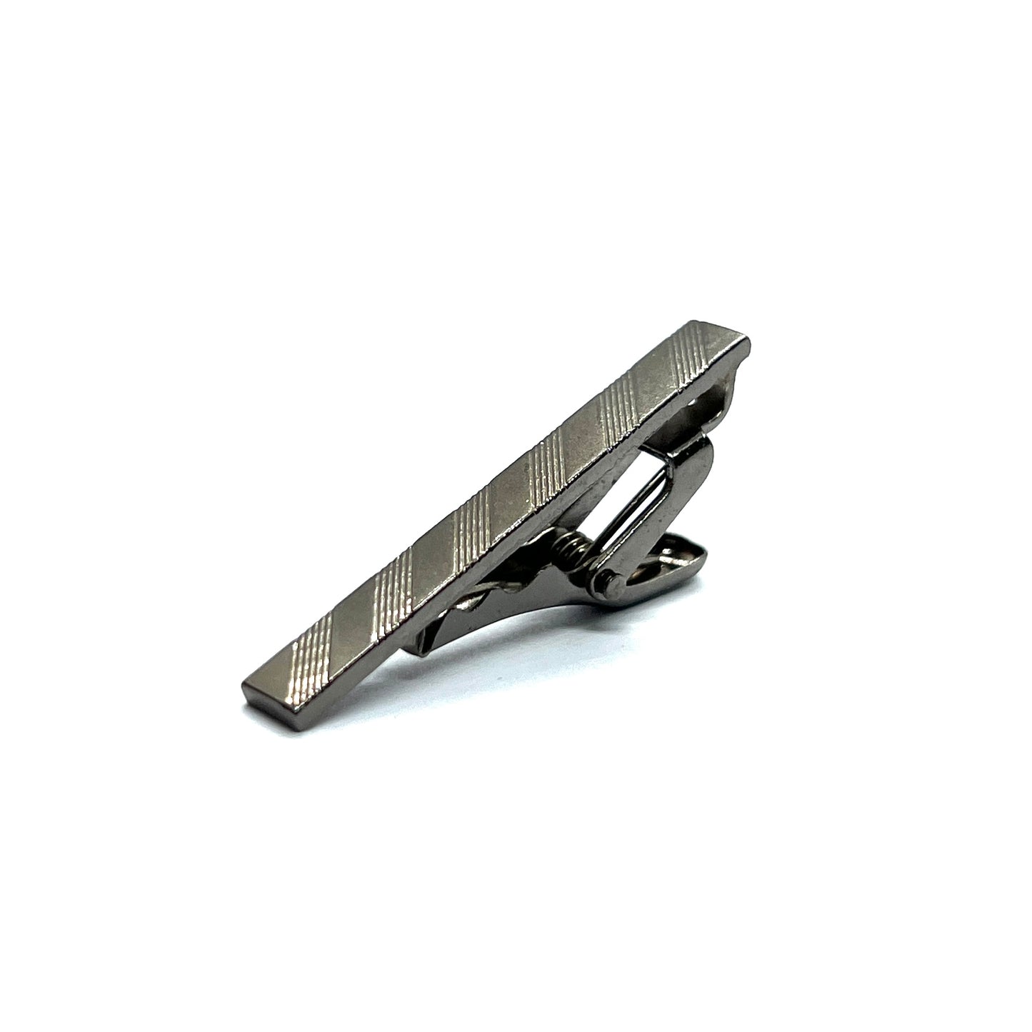 Lined Grey Metallic Tie Clip (1.5")