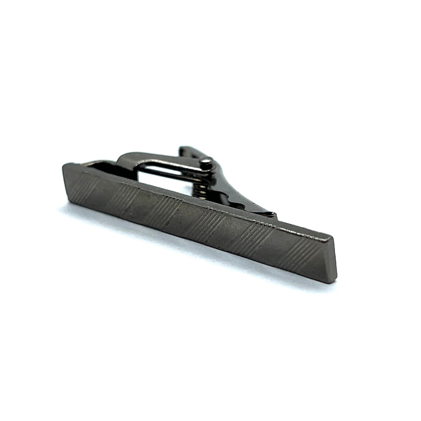 Lined Grey Metallic Tie Clip (1.5")