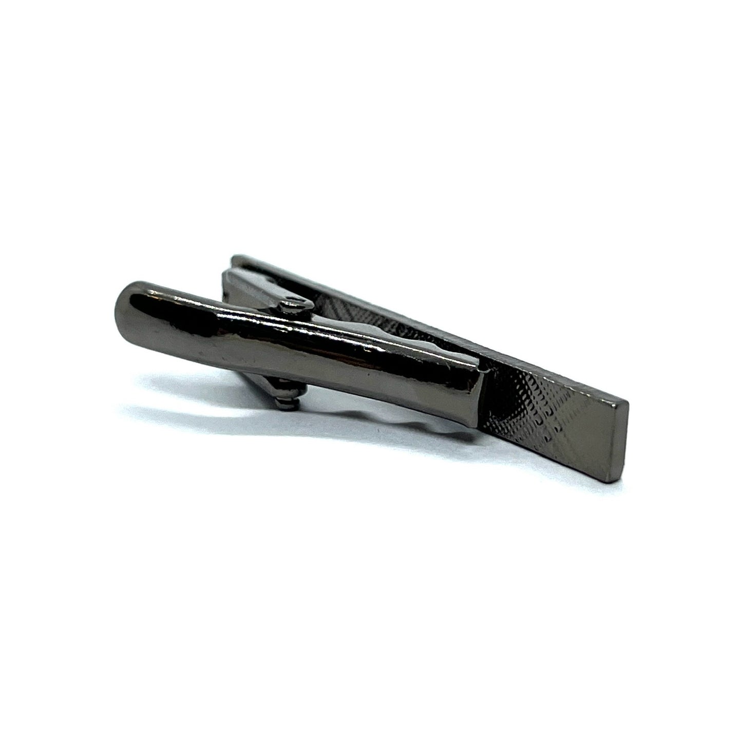 Lined Grey Metallic Tie Clip (1.5")