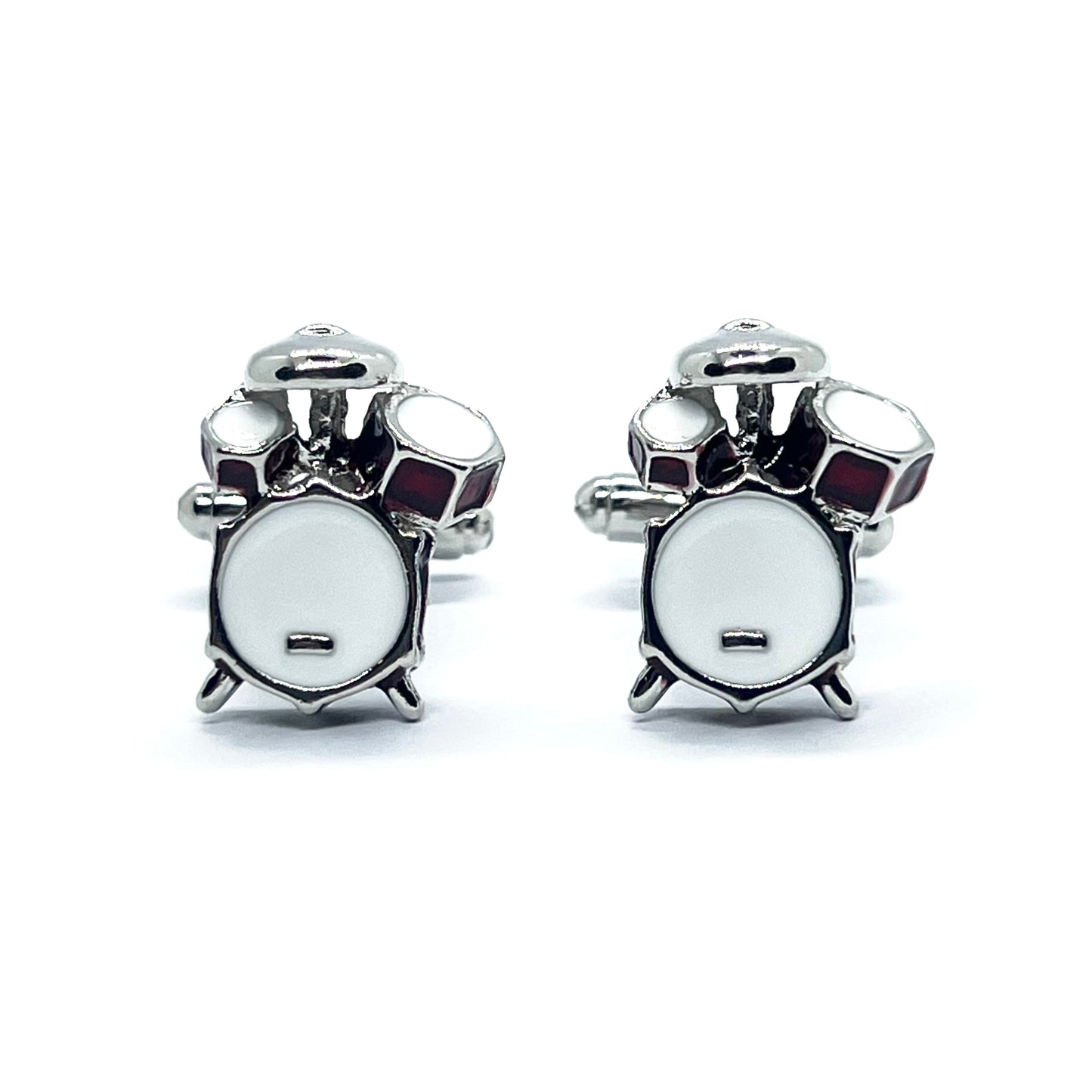 Drum Red Silver Cufflinks
