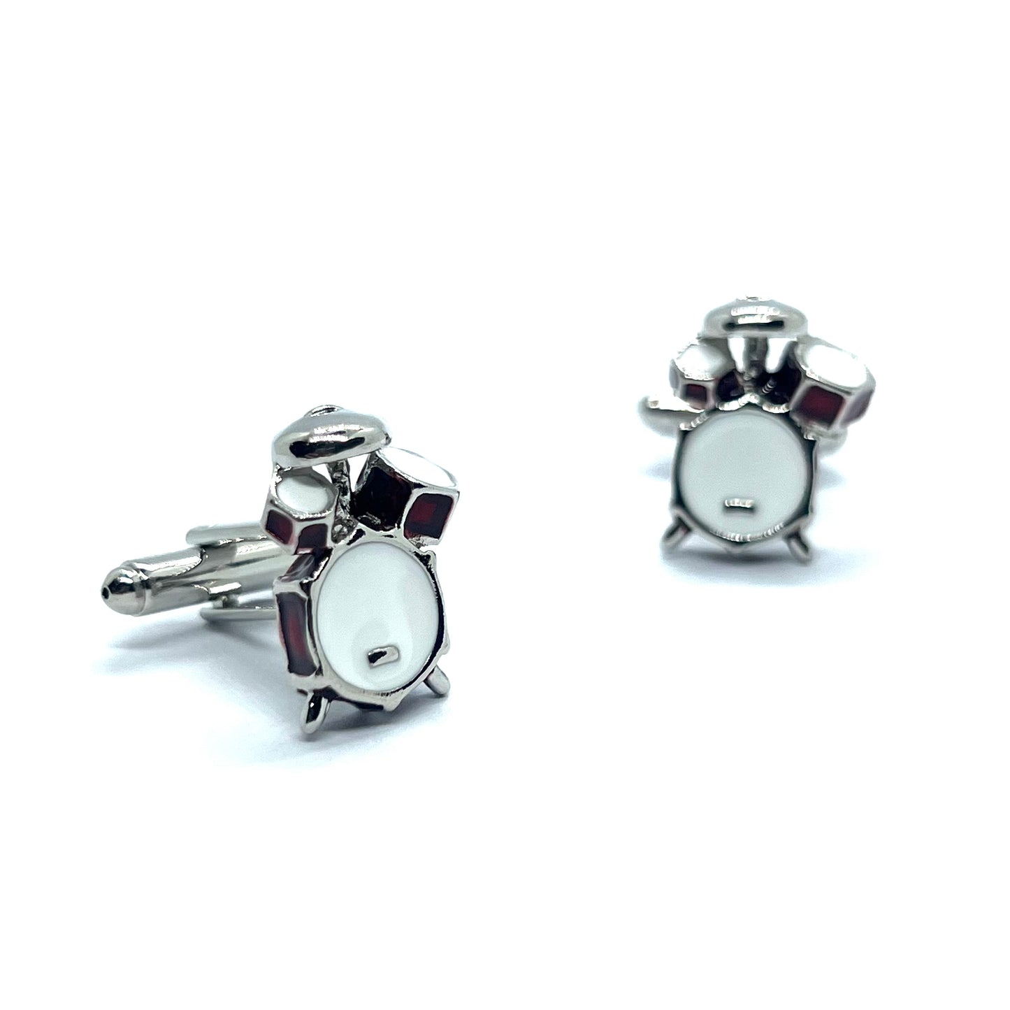 Drum Red Silver Cufflinks