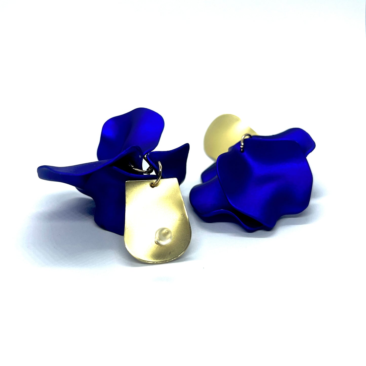 Irregular Acrylic Resin Geometric Blue Golden Design Earrings