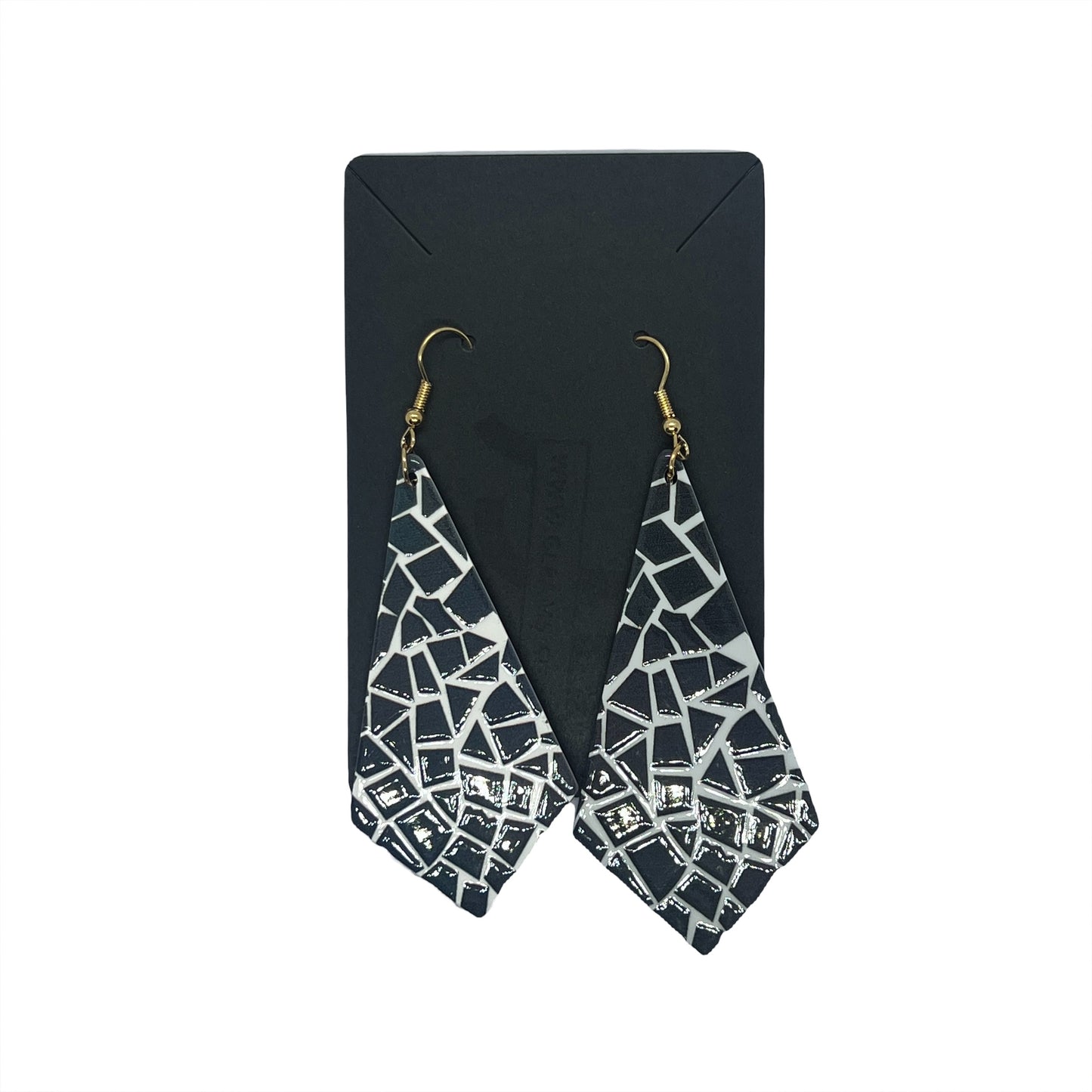 Patchwork Bear Acrylic Dark Green Drop Earrings