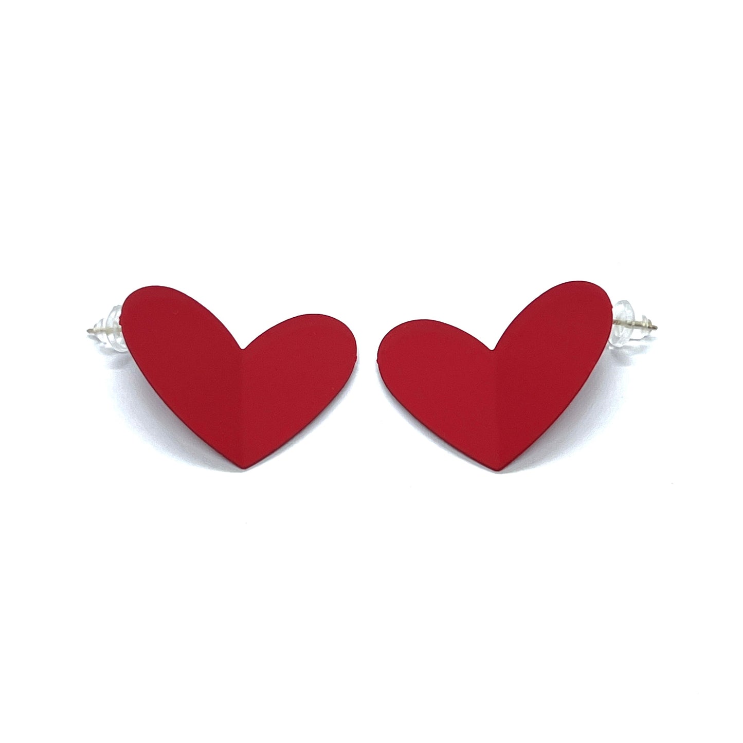 Red Heart Flapy Studs Earrings
