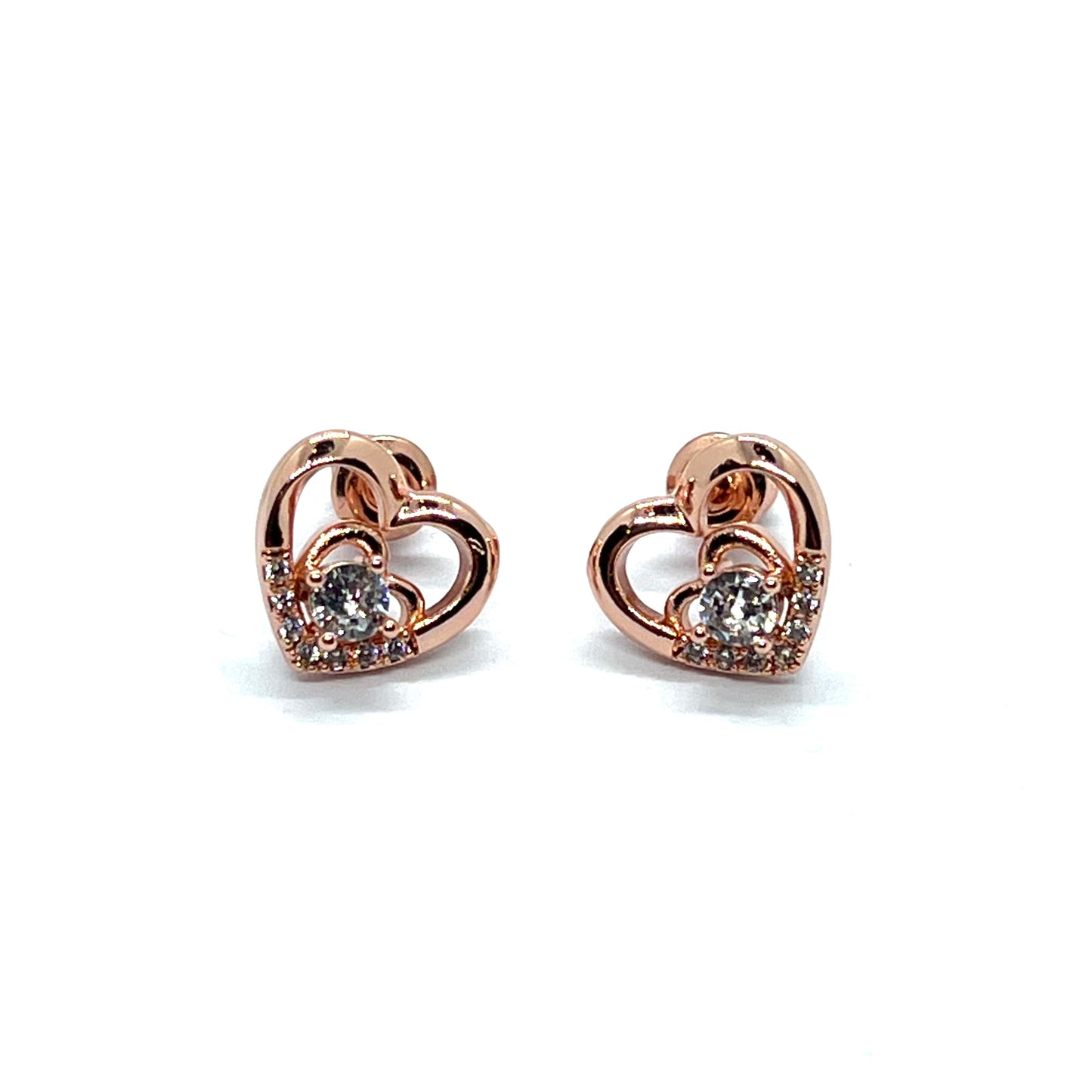 Rose Gold Heart Rhino Studs Earrings