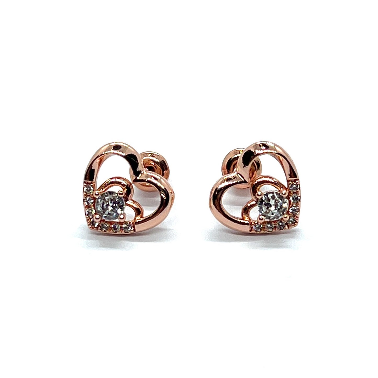Rose Gold Heart Rhino Studs Earrings