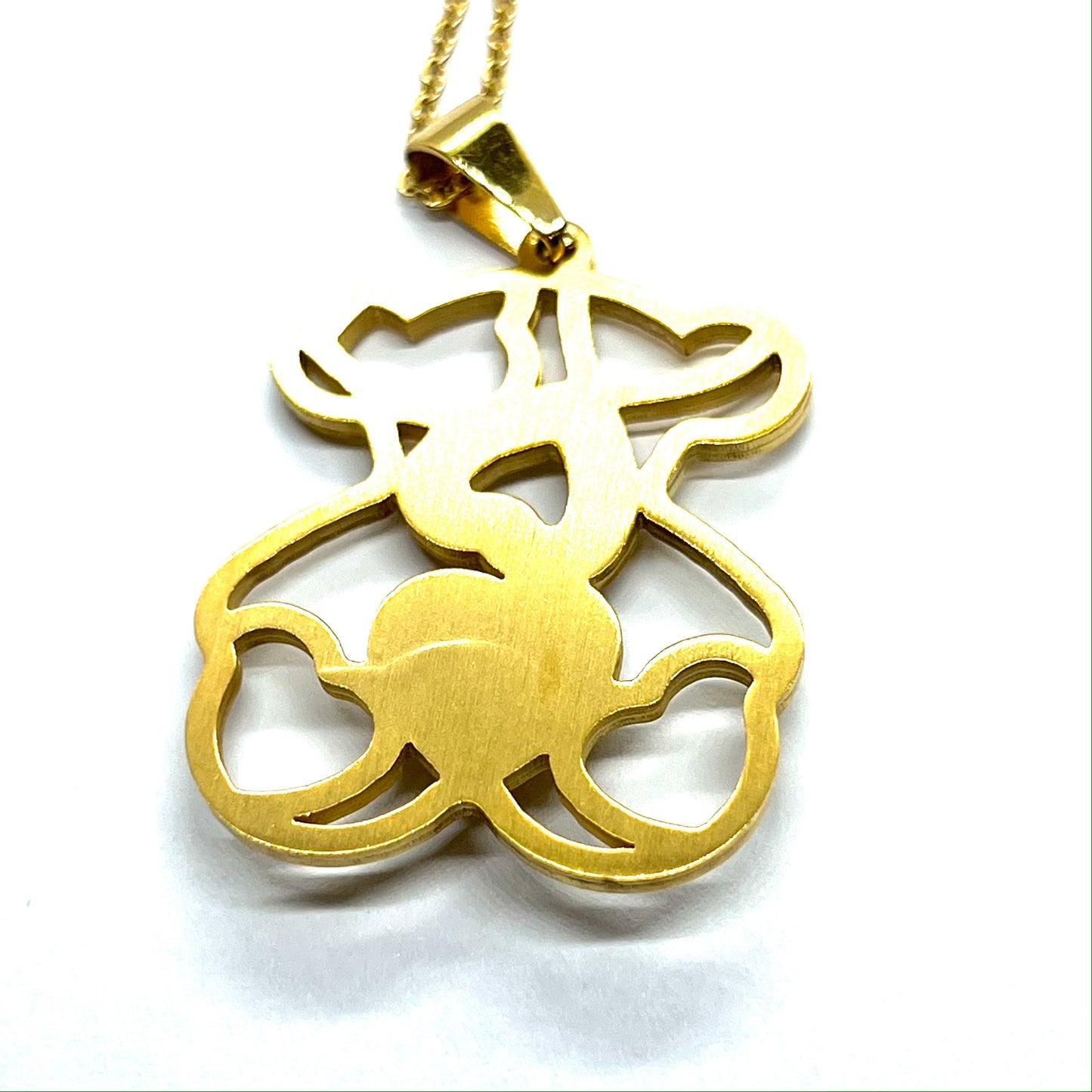 Teddy Bear Heart Golden Necklace