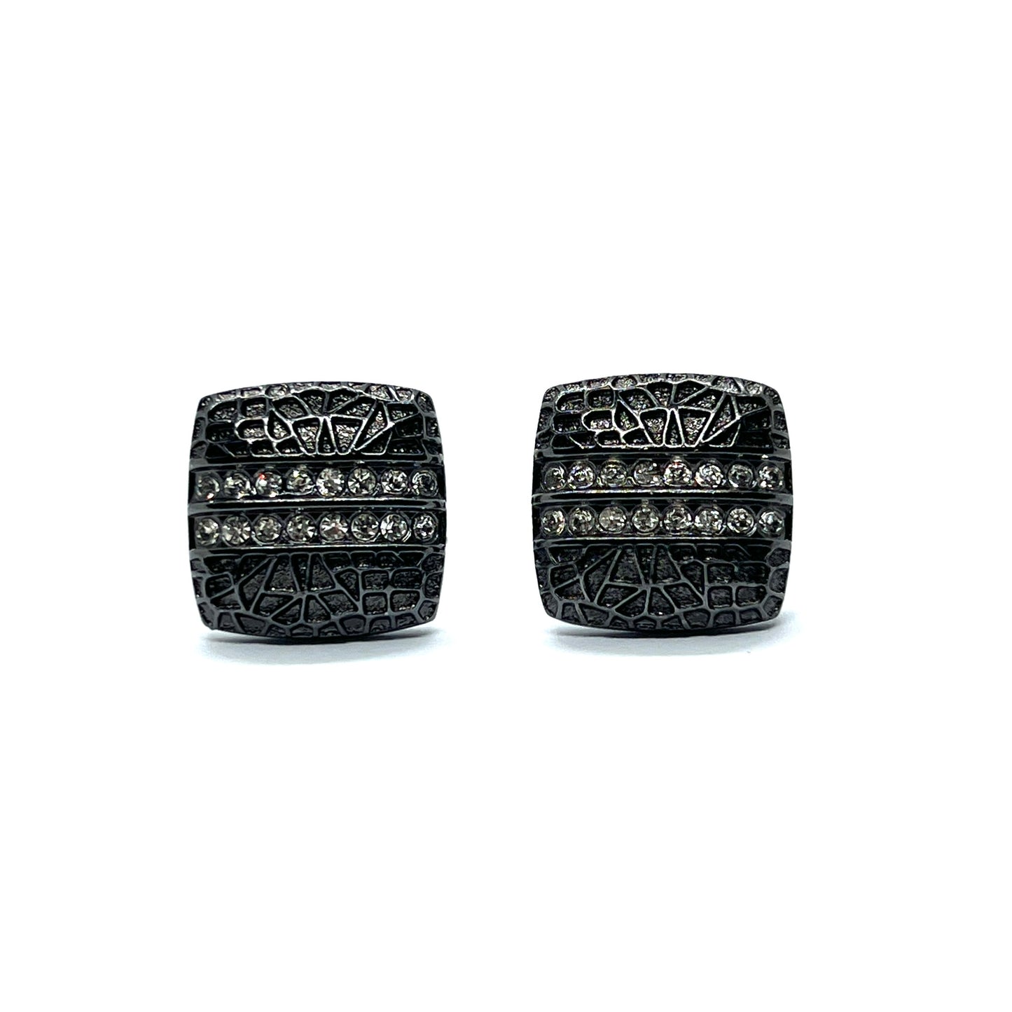 Leopard Crystal Rhino Grey Metallic Black Cufflinks