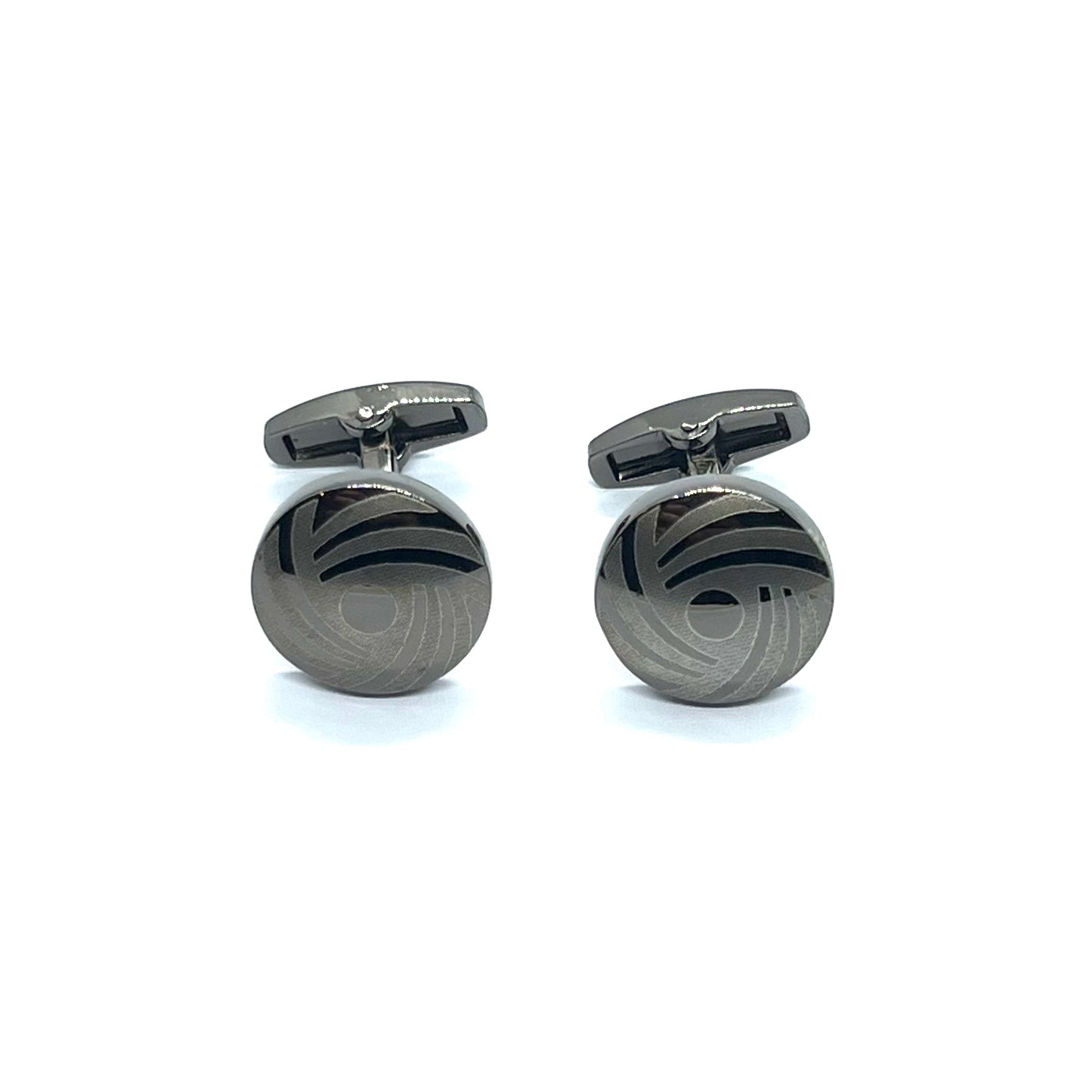 Ruto Grey Metallic Round Cufflinks