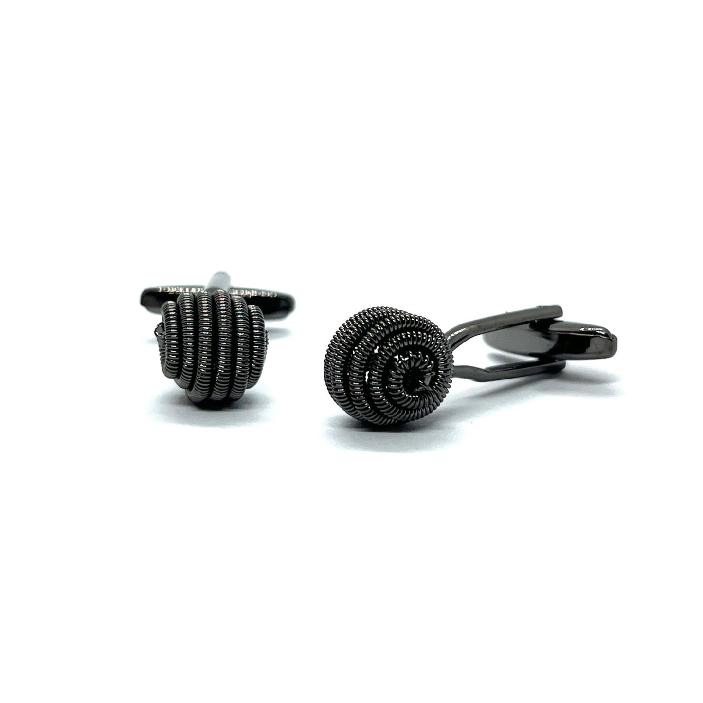 Spiral Twist Grey Metallic Black Cufflinks