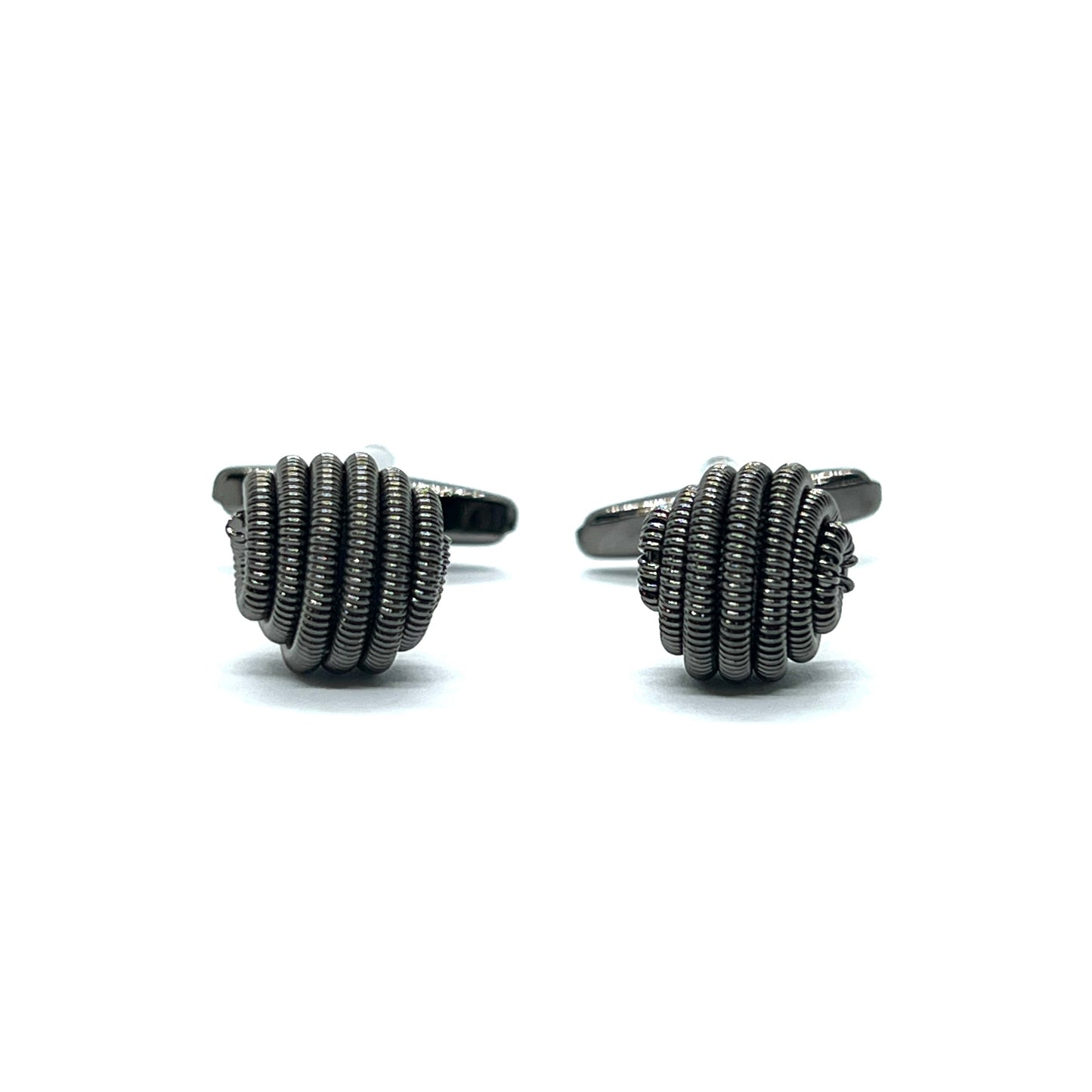 Spiral Twist Grey Metallic Black Cufflinks