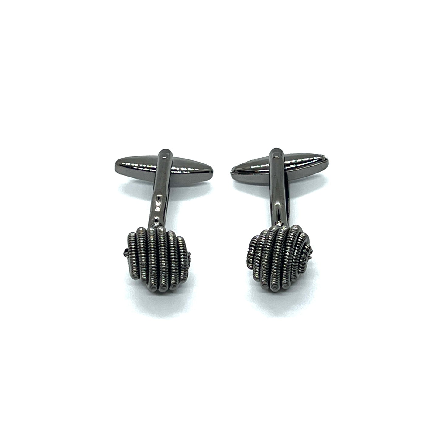 Spiral Twist Grey Metallic Black Cufflinks
