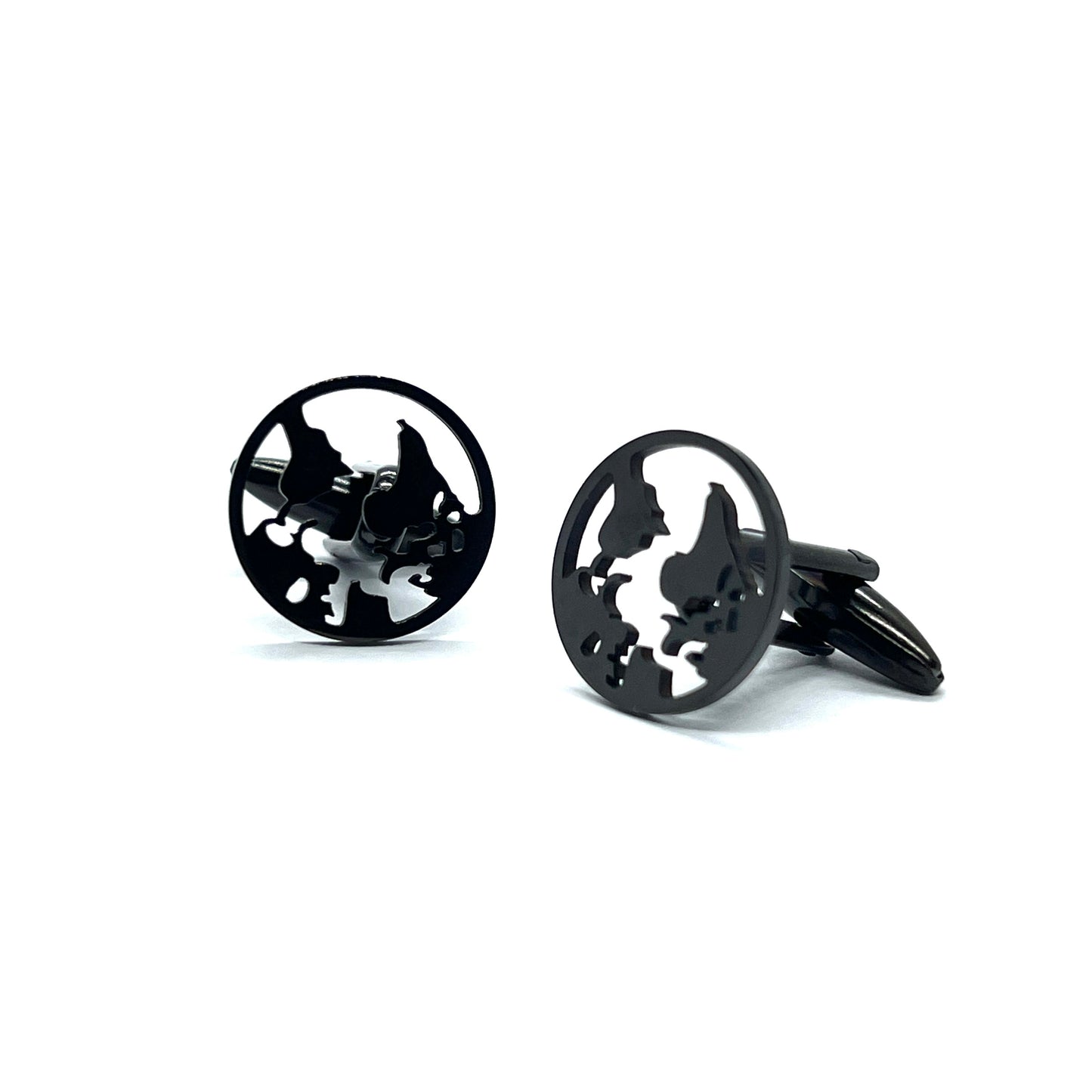 World Map Grey Metallic Cufflinks
