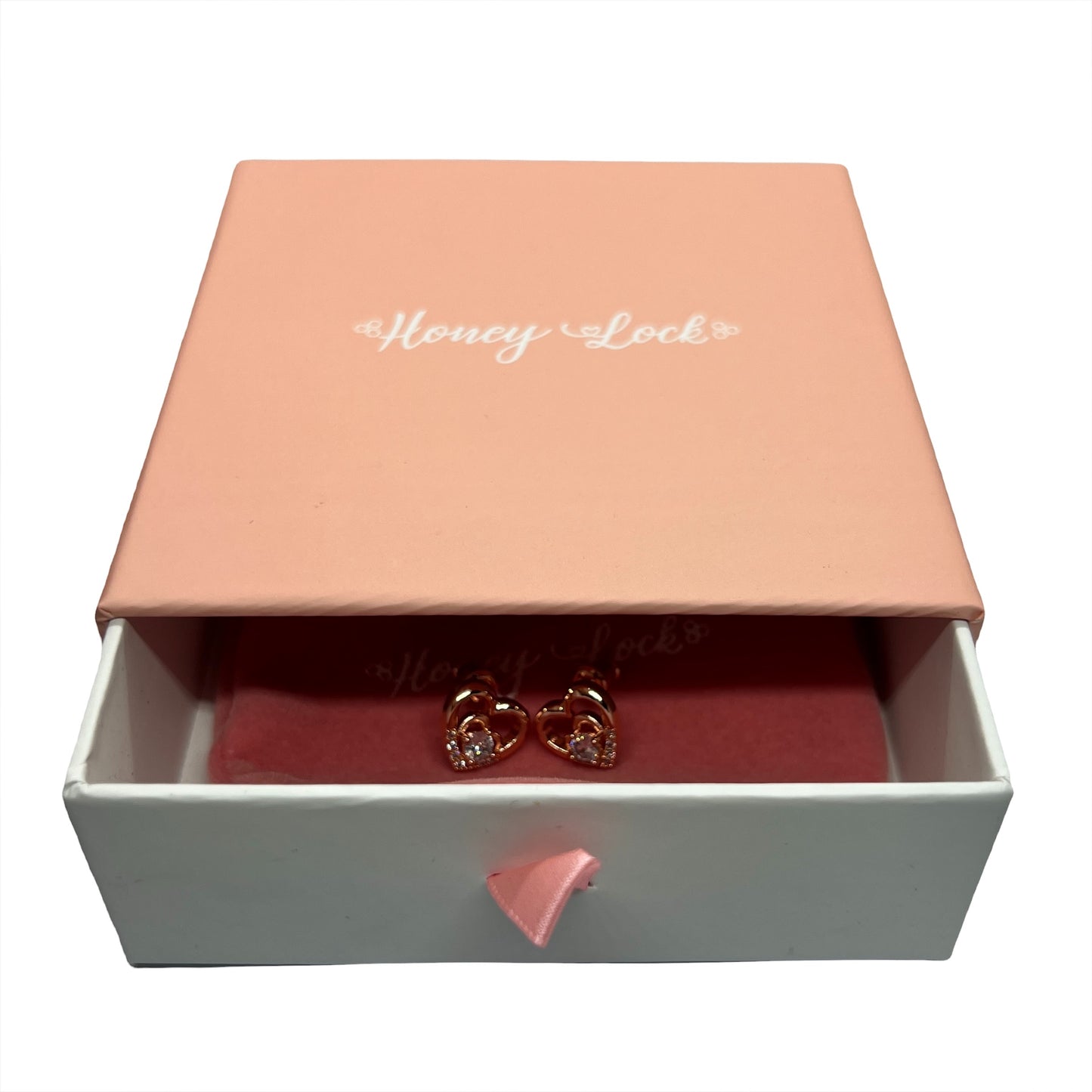 Rose Gold Heart Rhino Studs Earrings