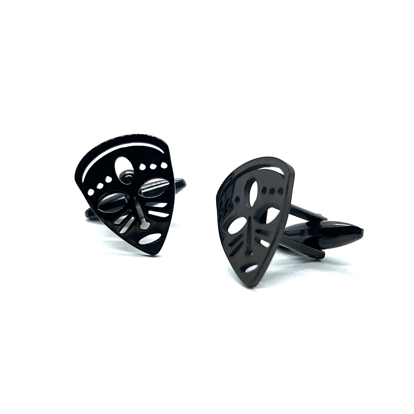 Mask Hollow Grey Metallic Cufflinks