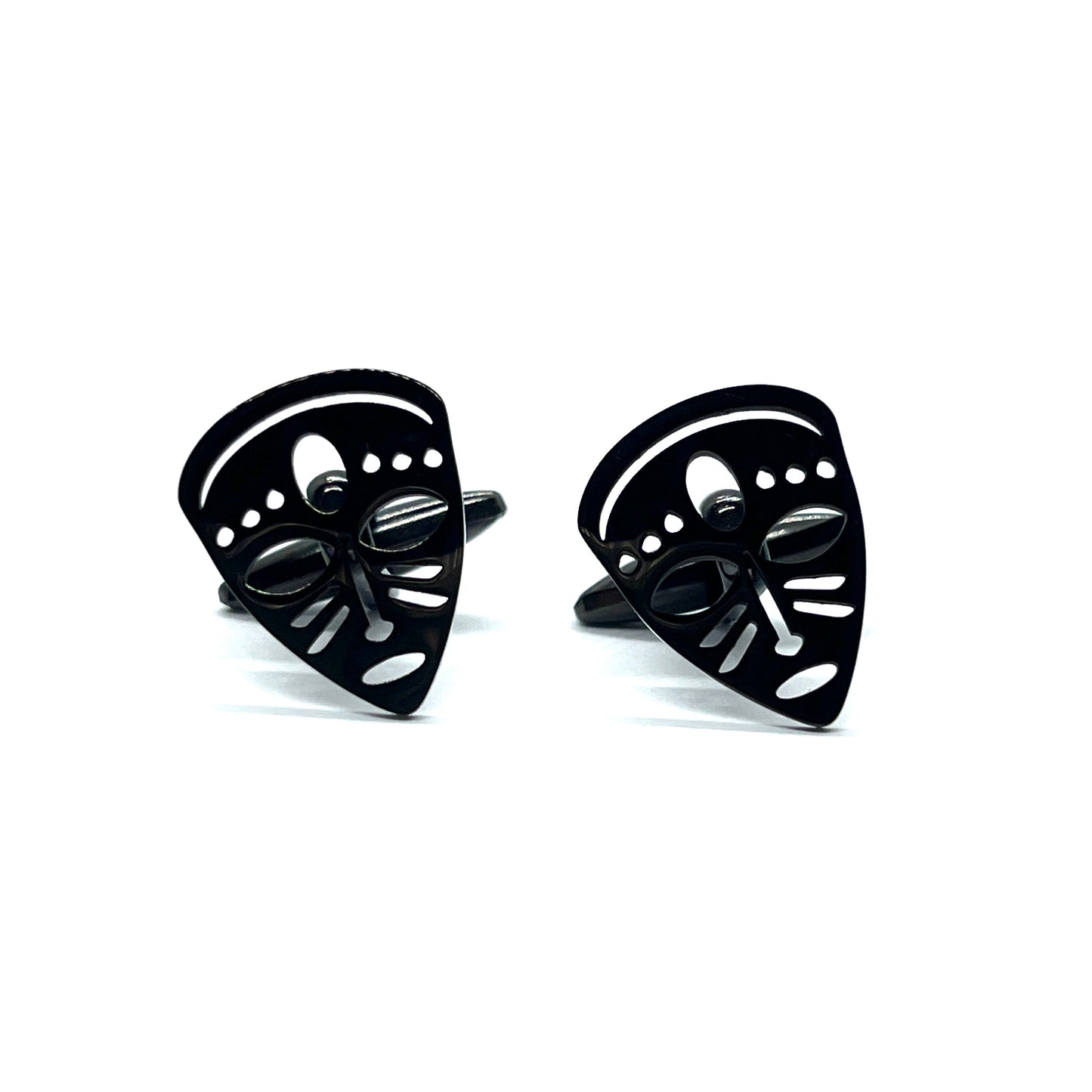 Mask Hollow Grey Metallic Cufflinks