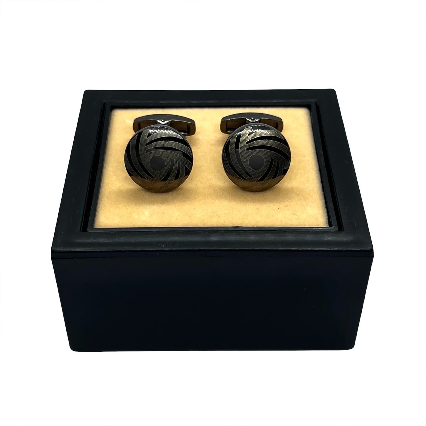 Ruto Grey Metallic Round Cufflinks
