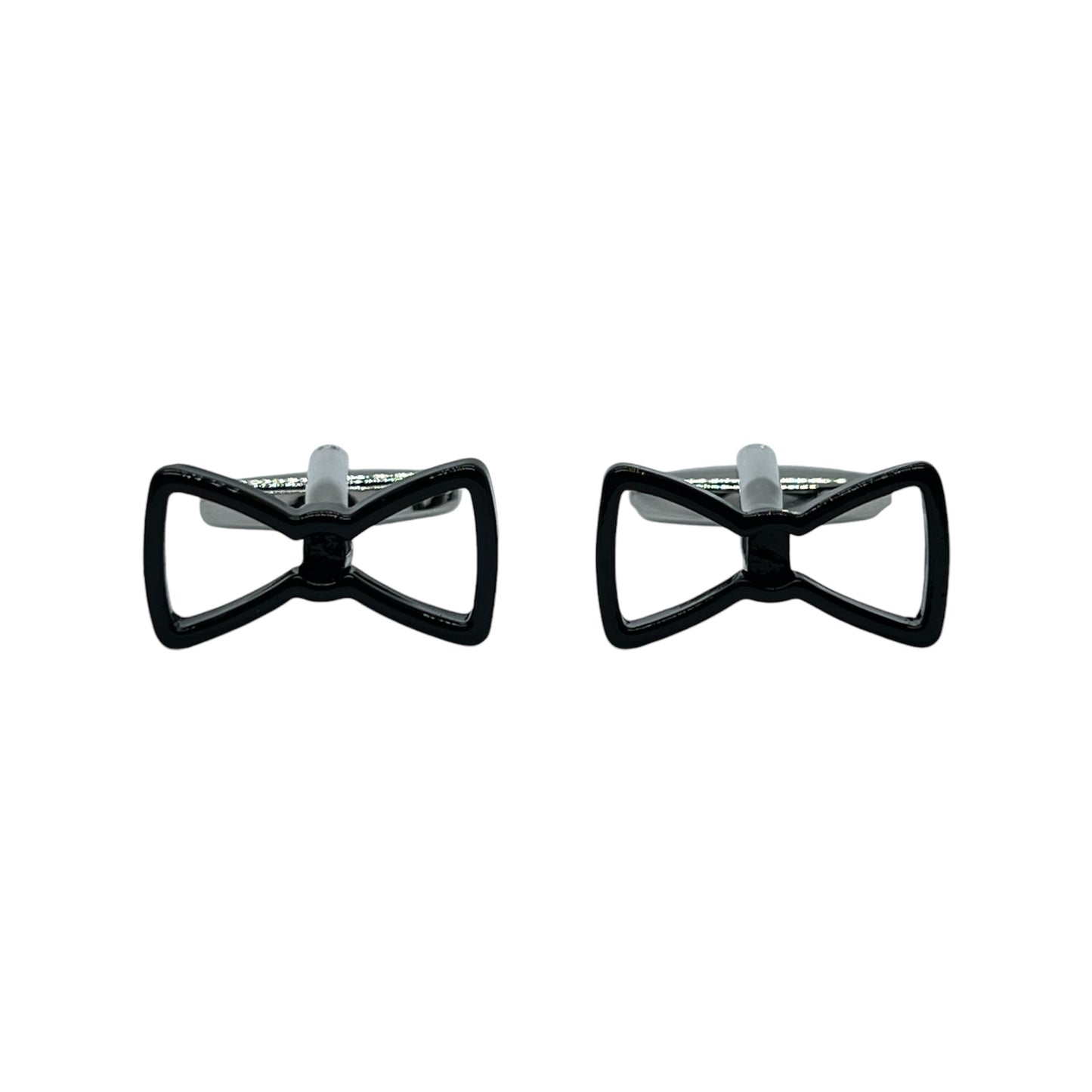 Black Bow Silver Cufflinks