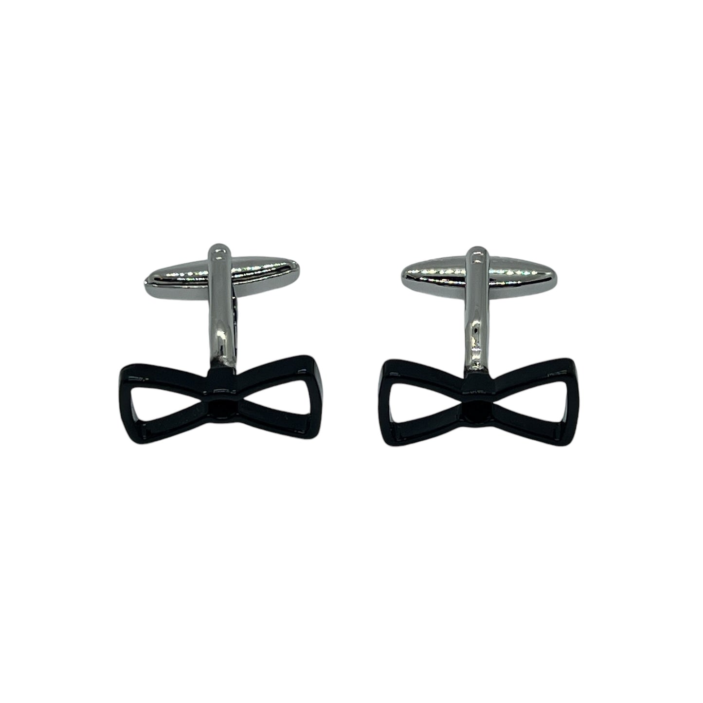 Black Bow Silver Cufflinks