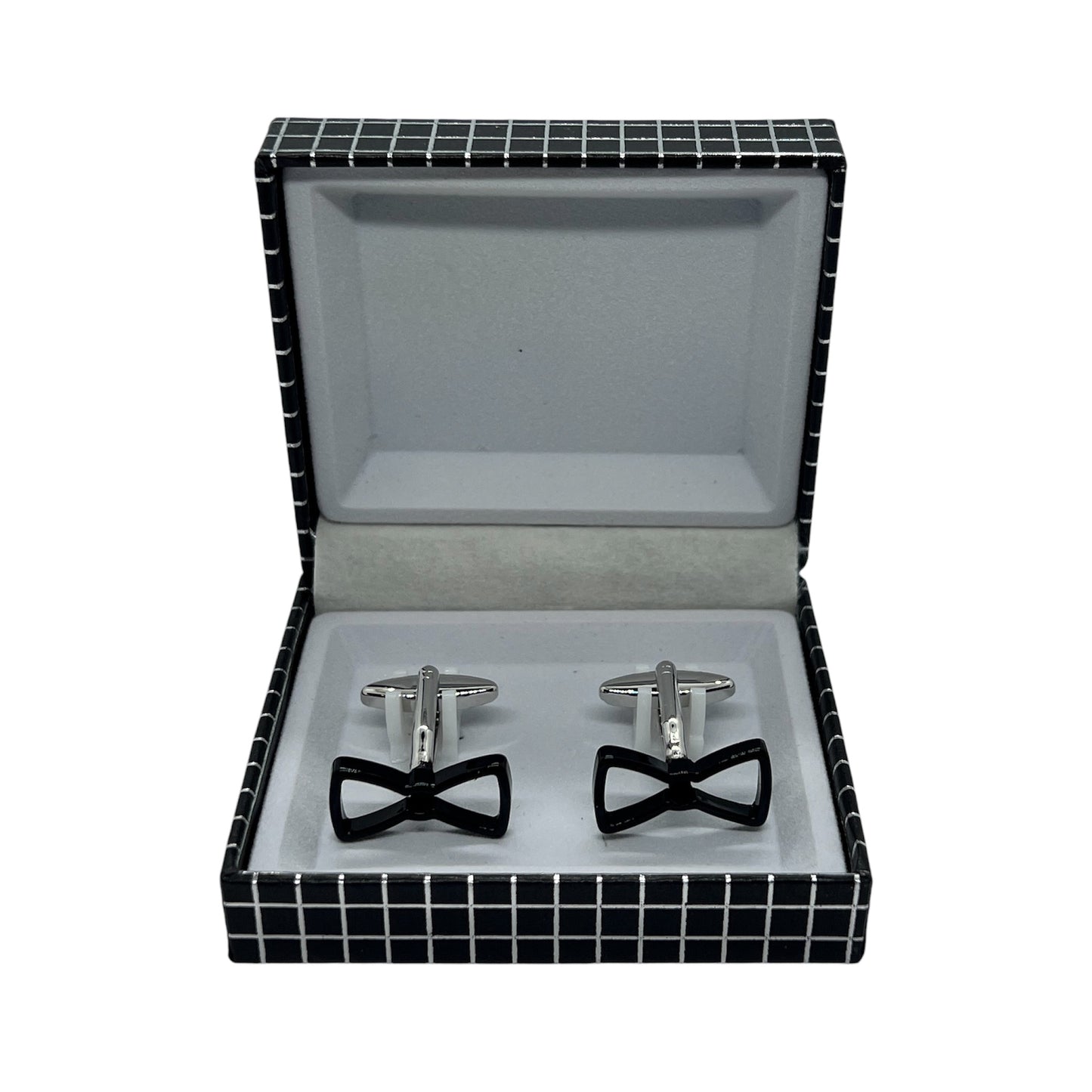 Black Bow Silver Cufflinks