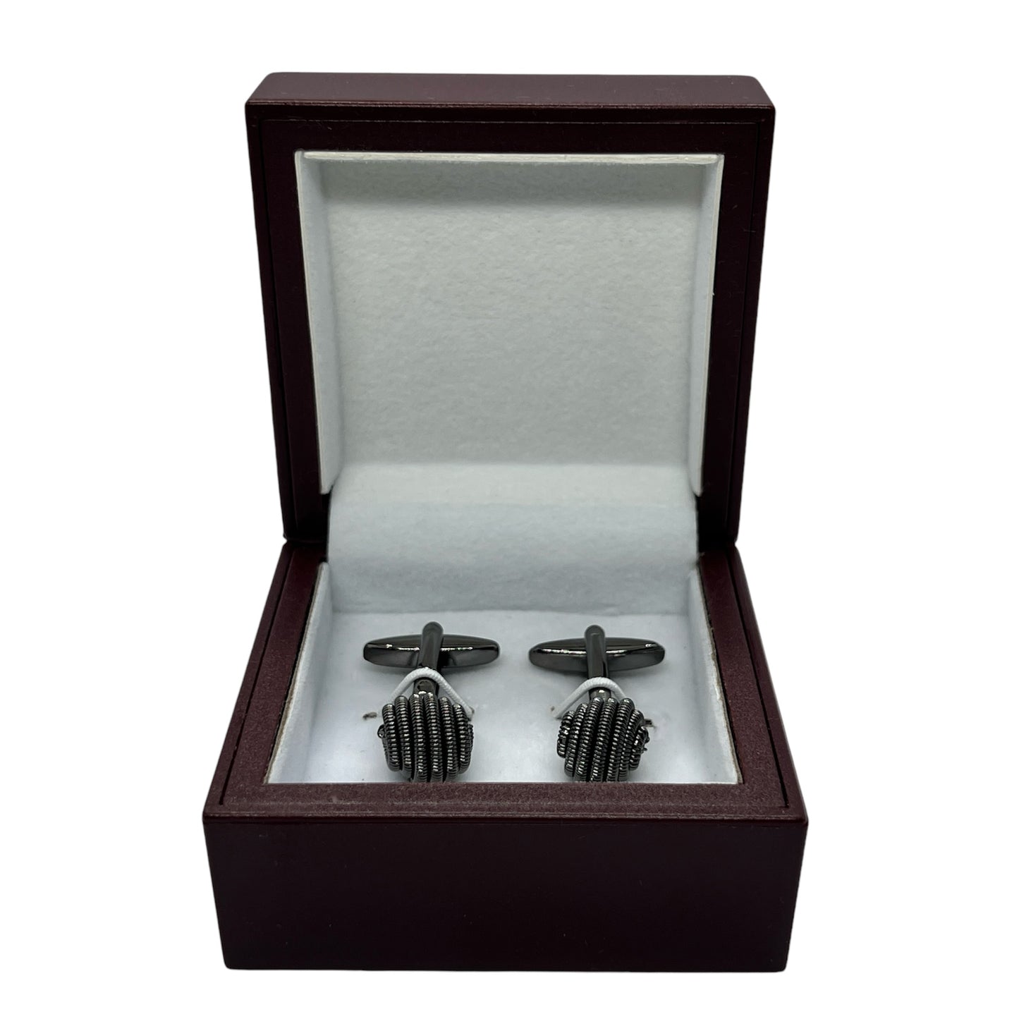 Spiral Twist Grey Metallic Black Cufflinks