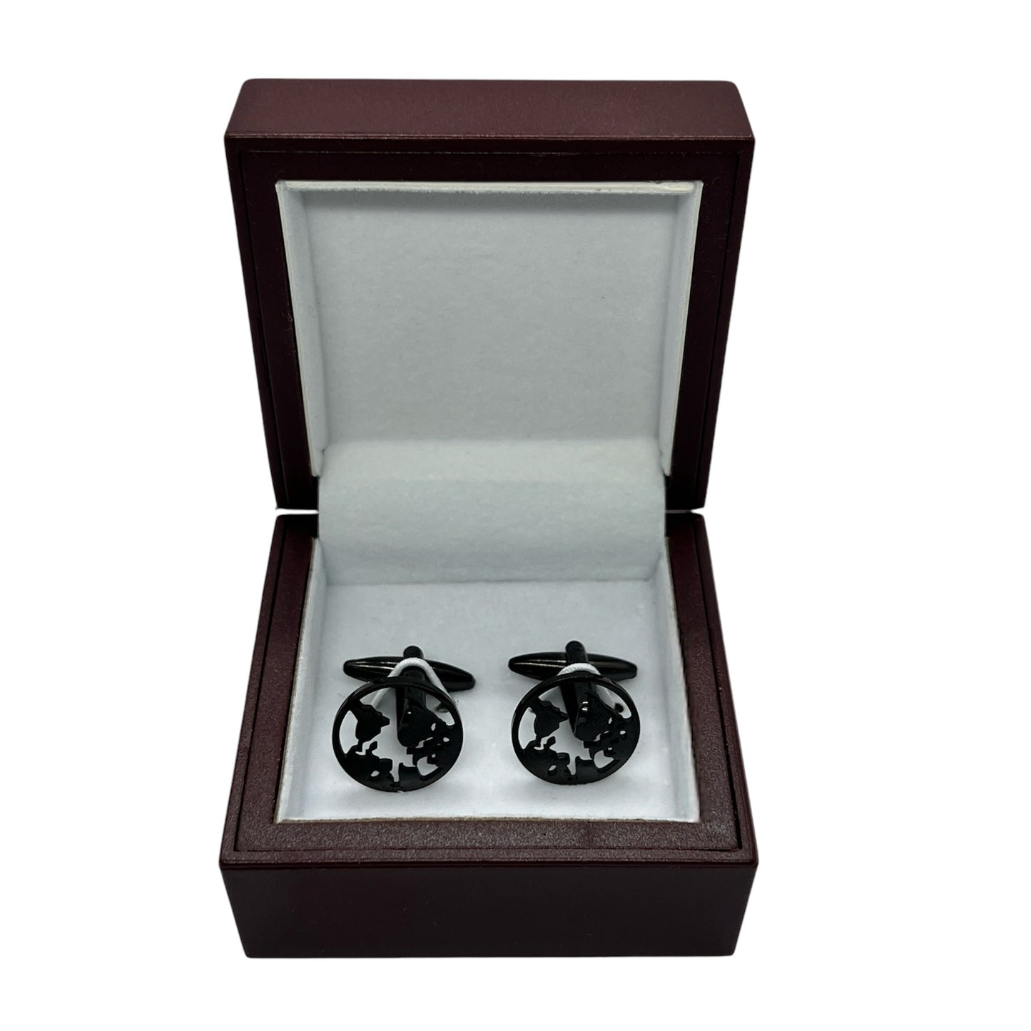 World Map Grey Metallic Cufflinks
