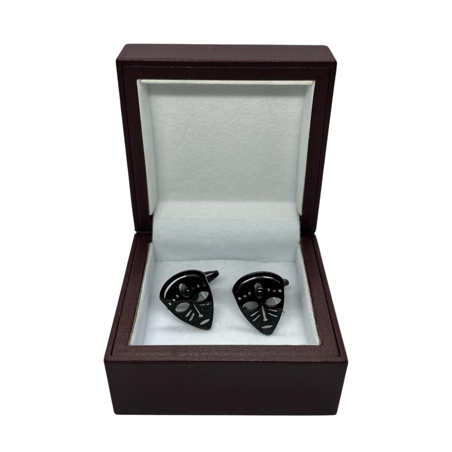Mask Hollow Grey Metallic Cufflinks
