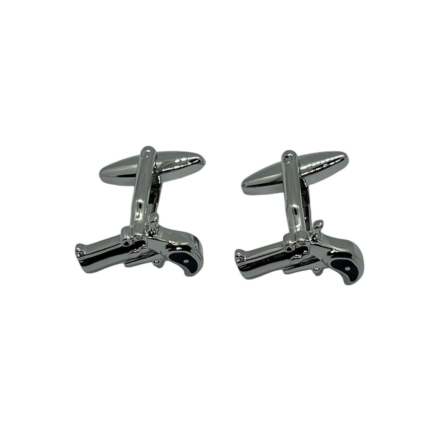 Pistol Design Silver Cufflinks