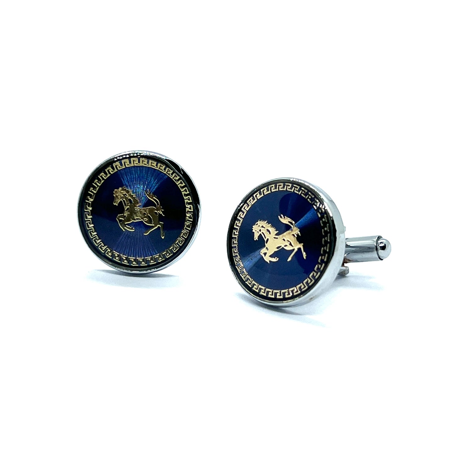 Golden Horse Enamel Silver Cufflinks