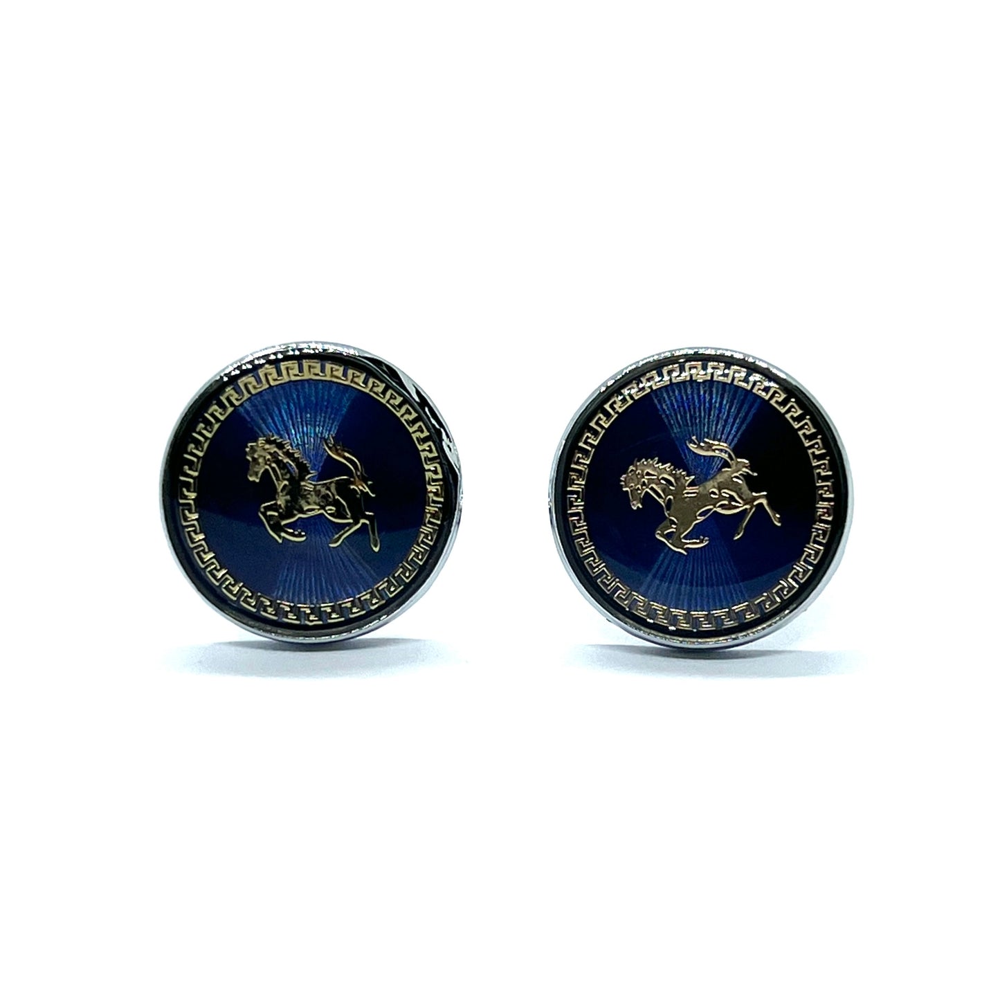 Golden Horse Enamel Silver Cufflinks