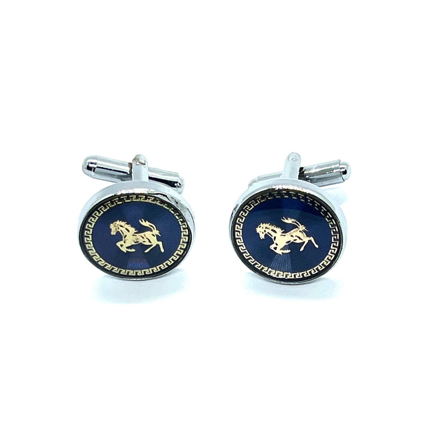 Golden Horse Enamel Silver Cufflinks