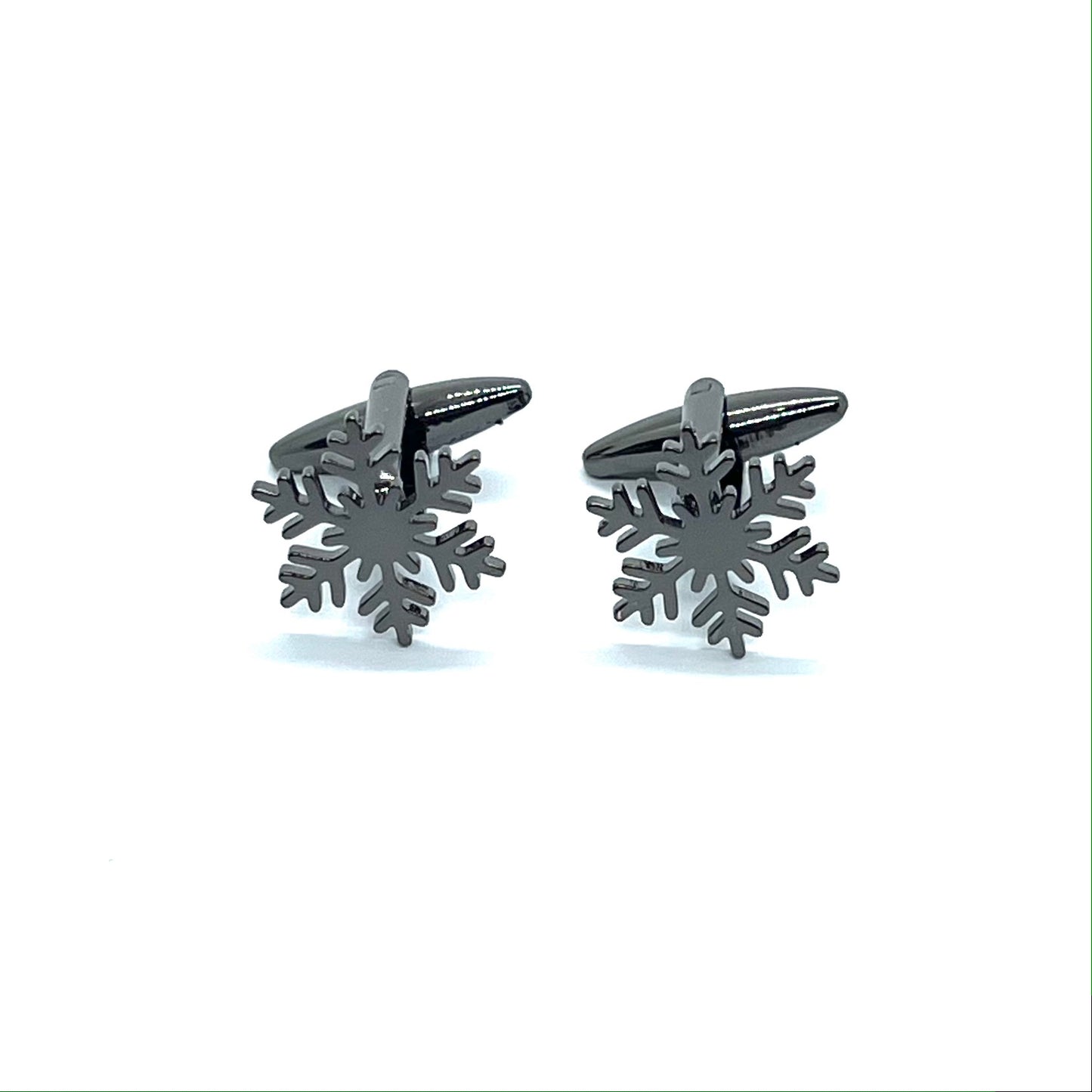 Snowflake Grey Metallic Anime Cufflinks