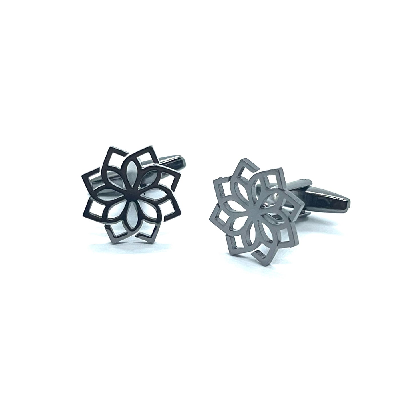Life Flower Grey Metallic Anime Cufflinks