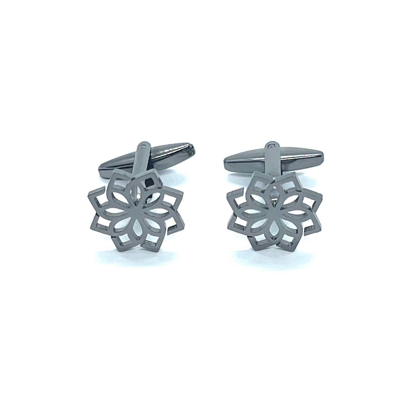 Life Flower Grey Metallic Anime Cufflinks