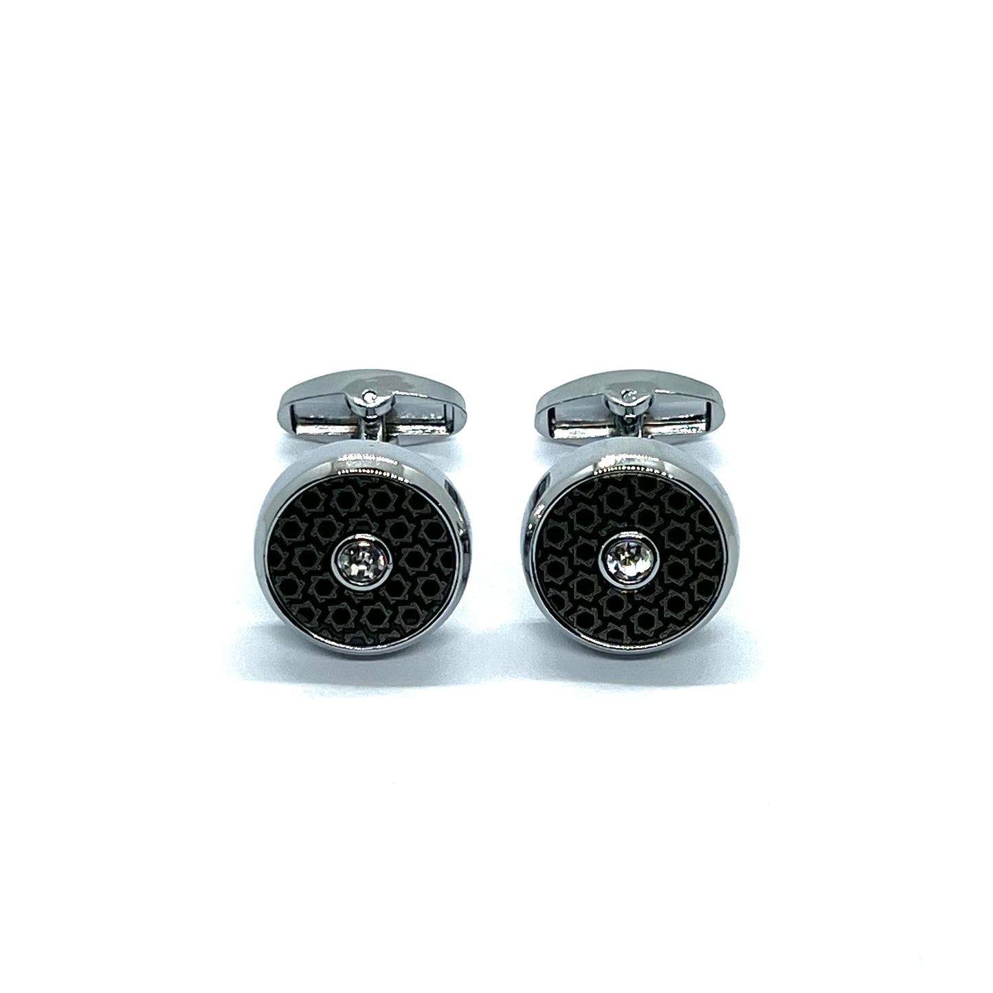 Rhino Hexa Stars Round Silver cufflinks