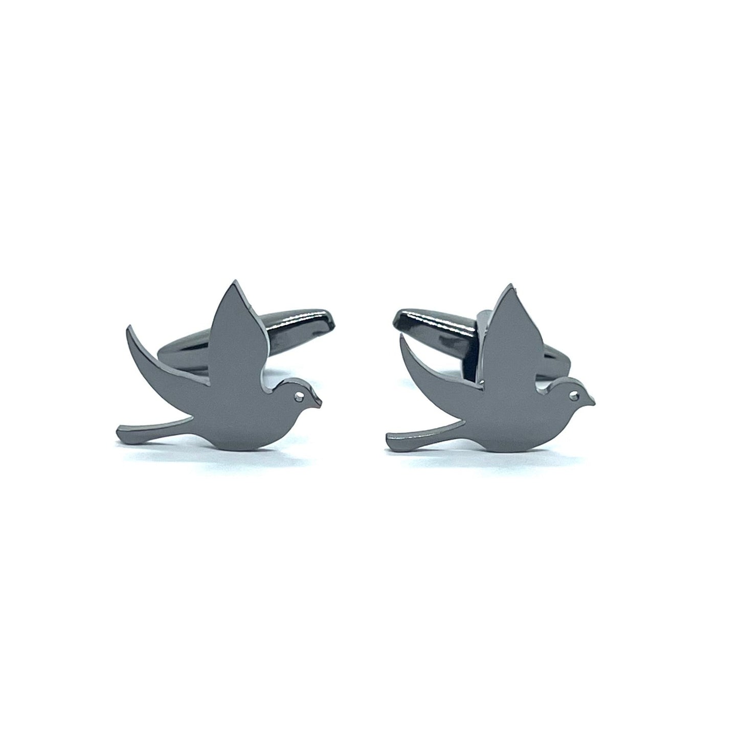 Pigeon Bird Grey Metallic Anime Cufflinks