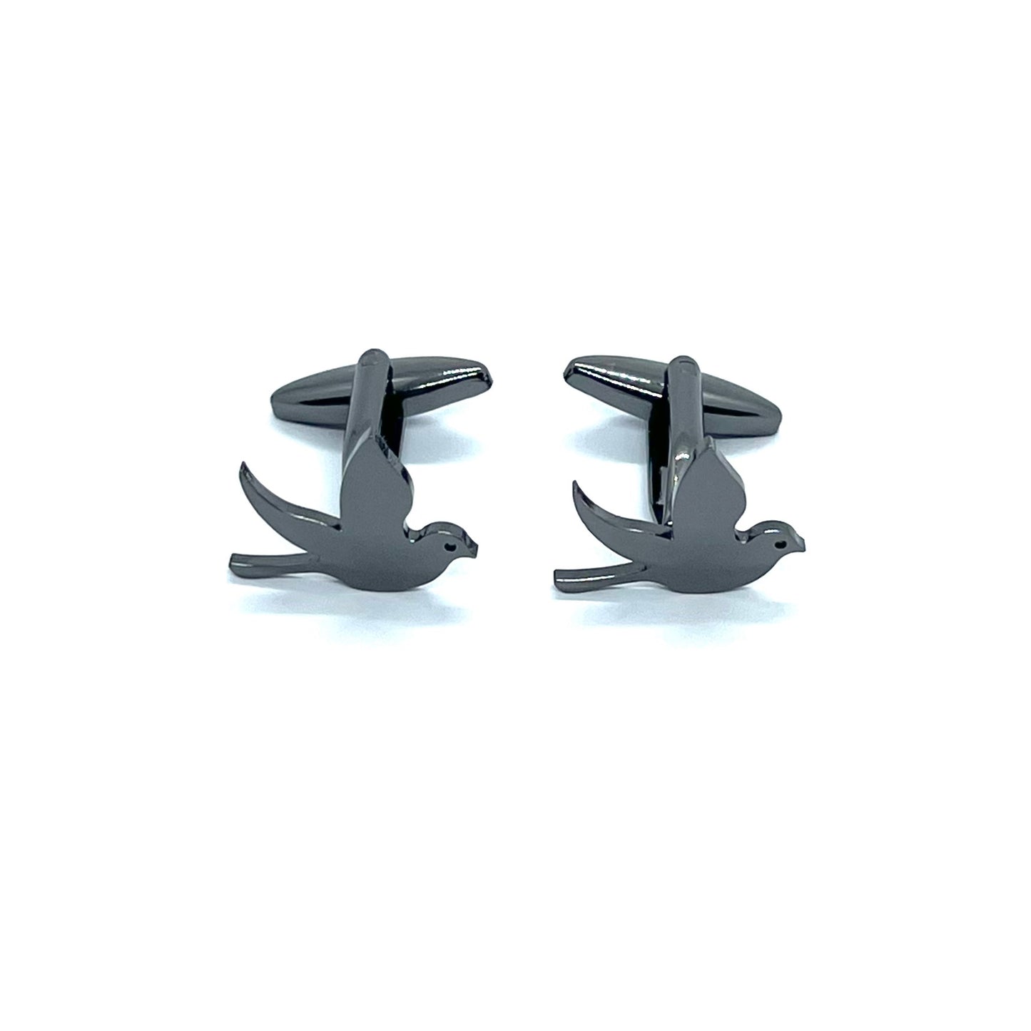 Pigeon Bird Grey Metallic Anime Cufflinks