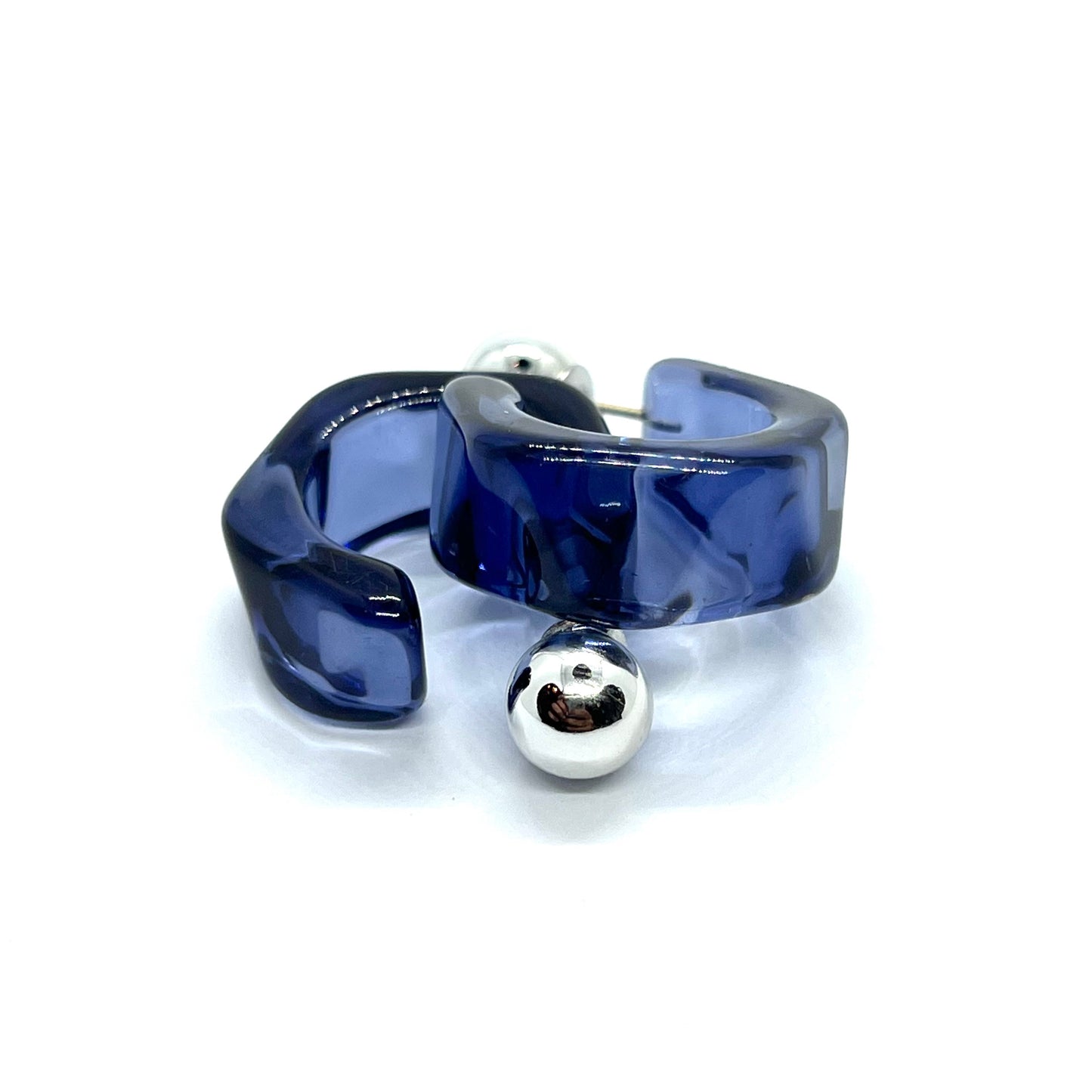 Transparent Resin Purple Bead Stud Earrings